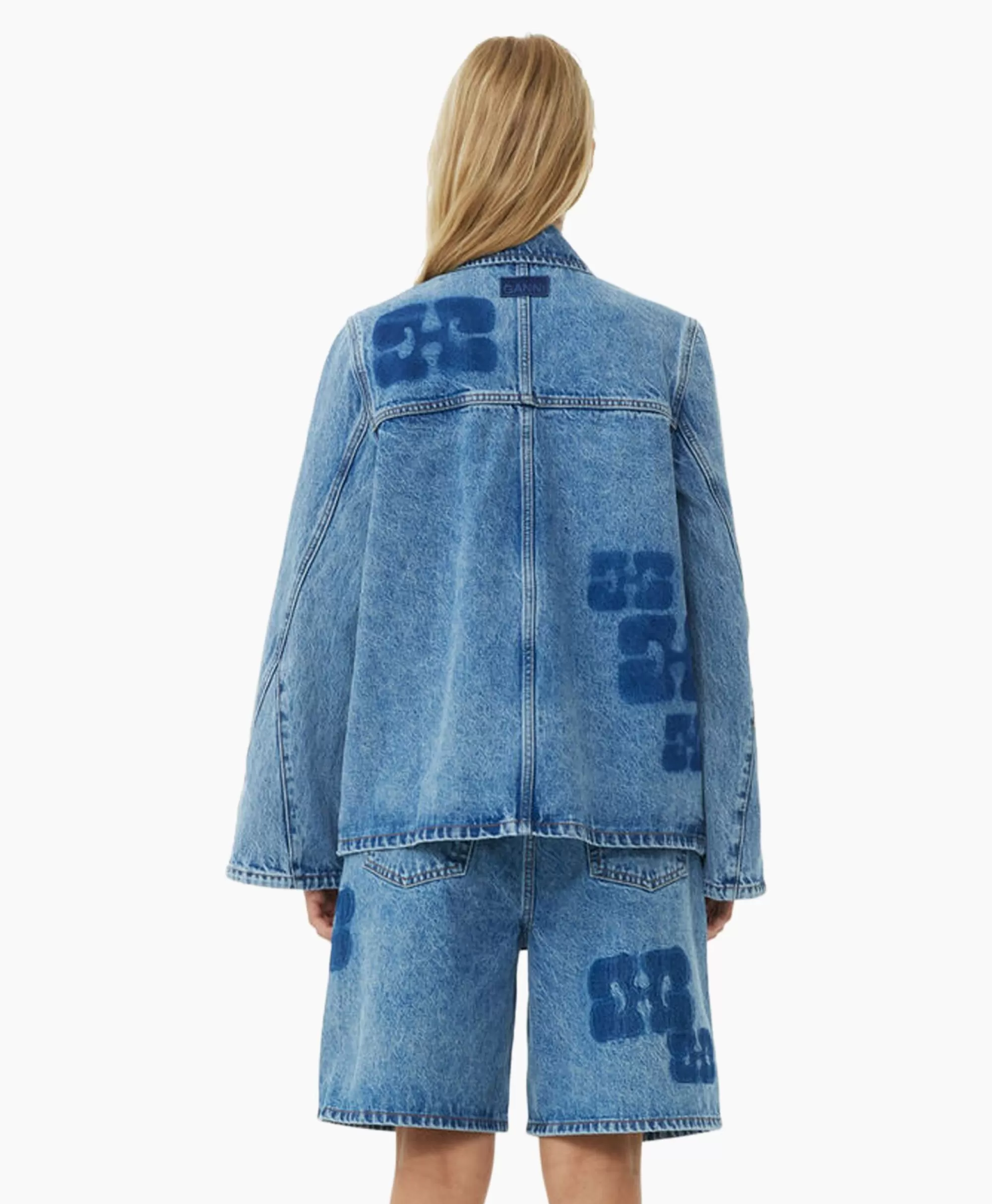 Jassen*Ganni Jack Patch Denim Blauw