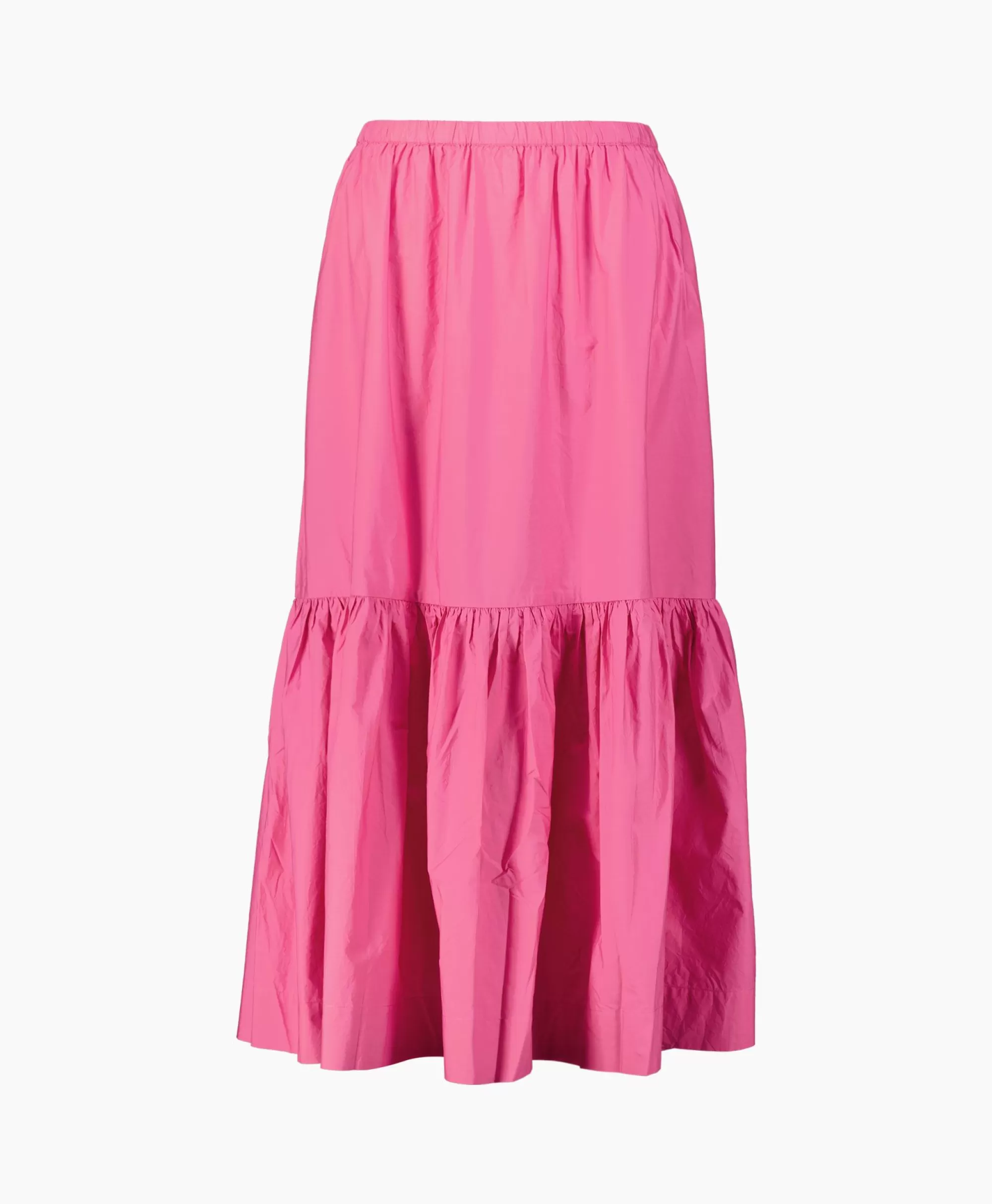 Rokken*Ganni Maxi Rok Cotton Poplin Long Flounce Pink