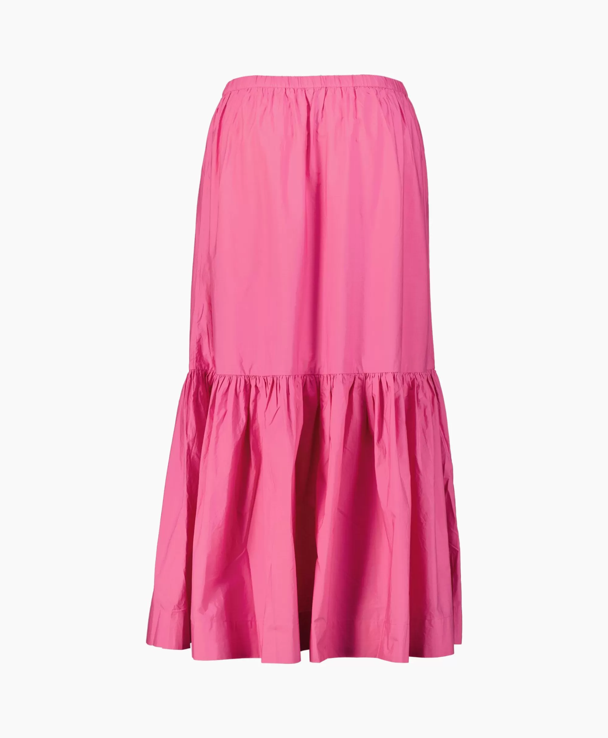 Rokken*Ganni Maxi Rok Cotton Poplin Long Flounce Pink