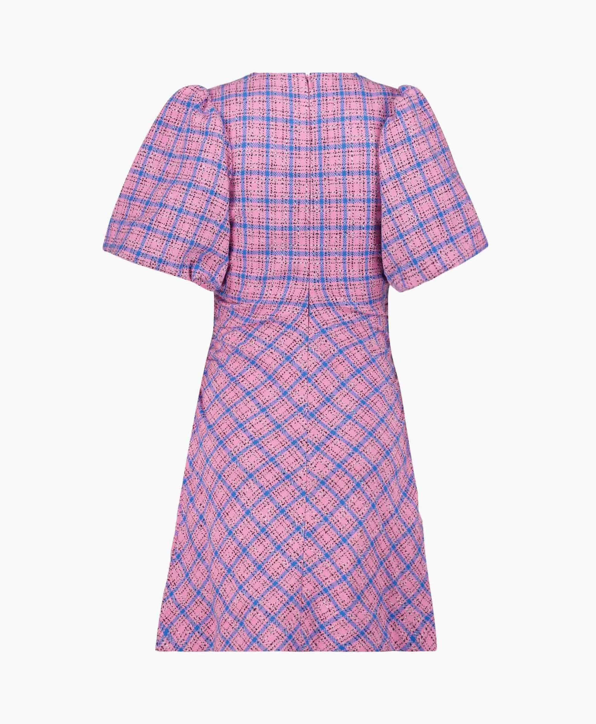 Jurken*Ganni Mini Jurk Check Suiting Dress Pink