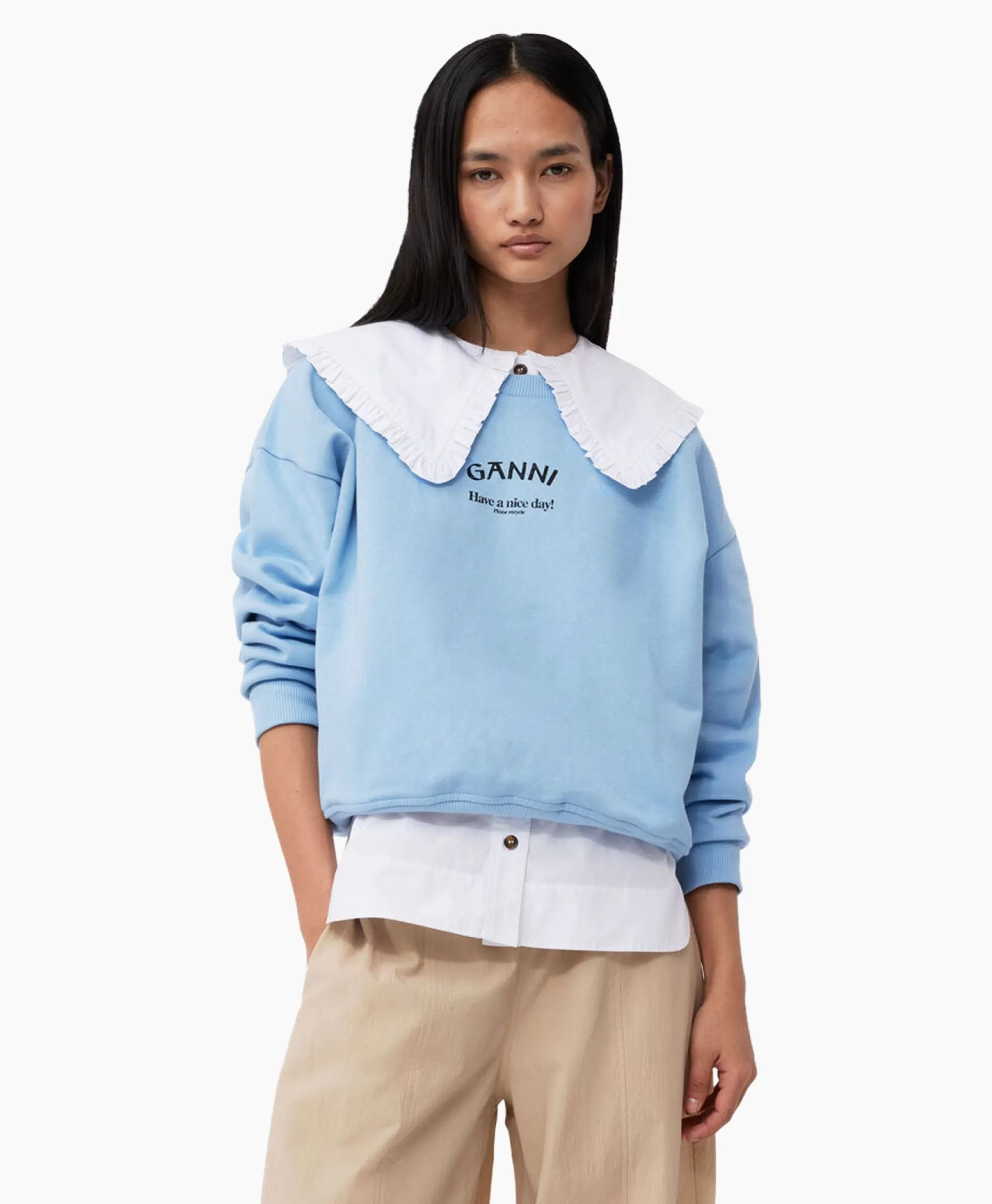 Truien*Ganni Pullover Isoli Oversized Blauw