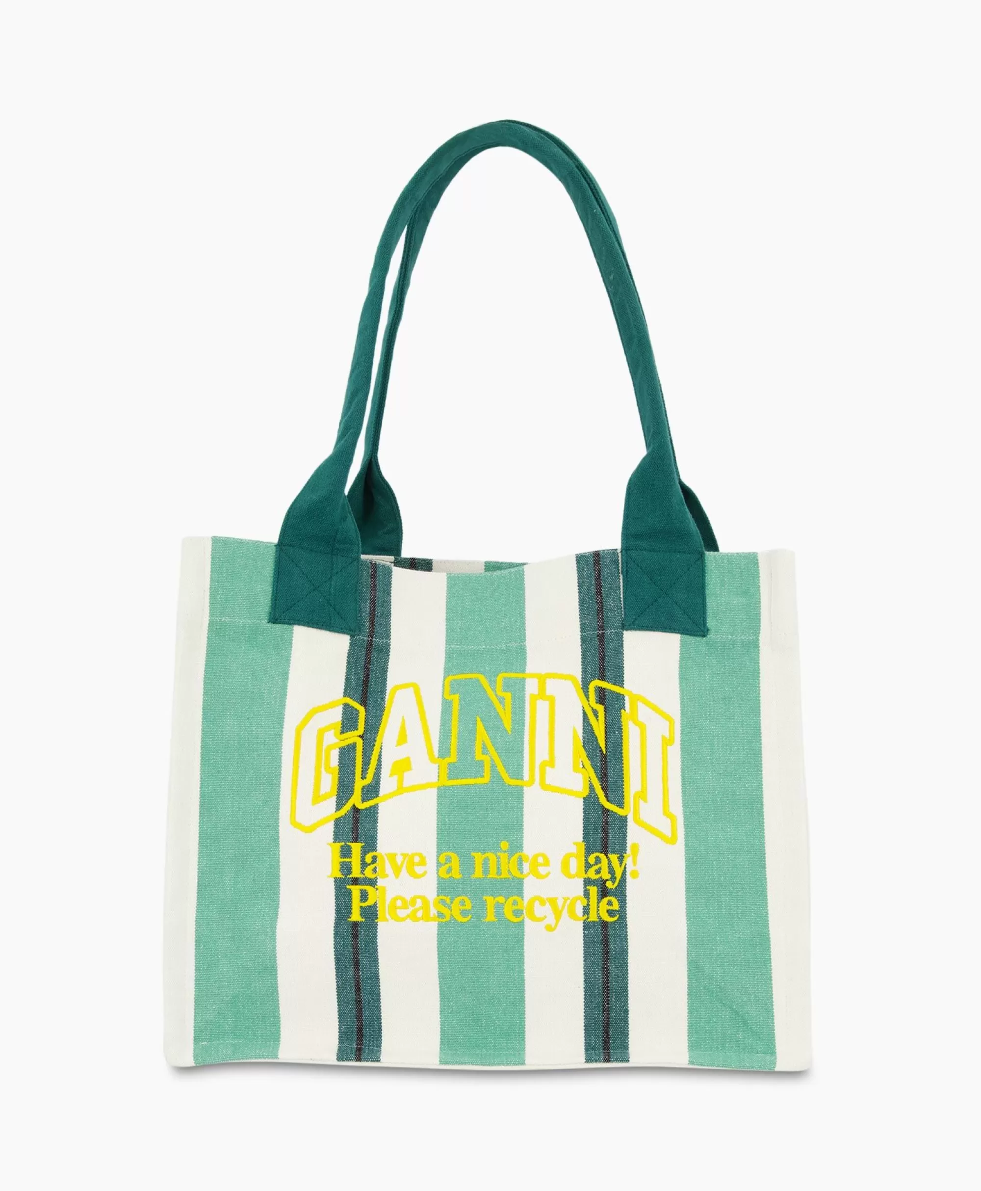 Tassen*Ganni Shopper Large Easy Stripes Groen