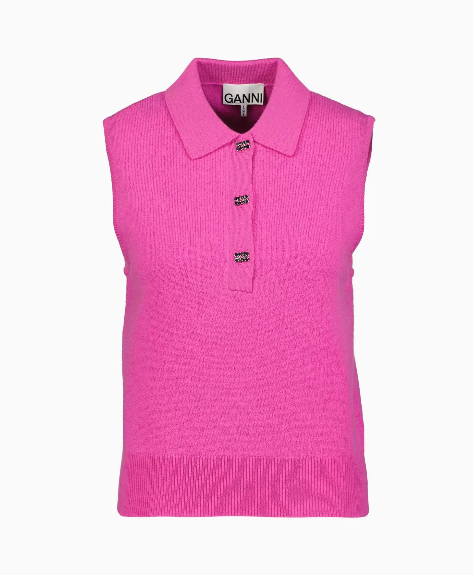 Truien*Ganni Spencer Cashmere Mix Sleeveless Polo Pink