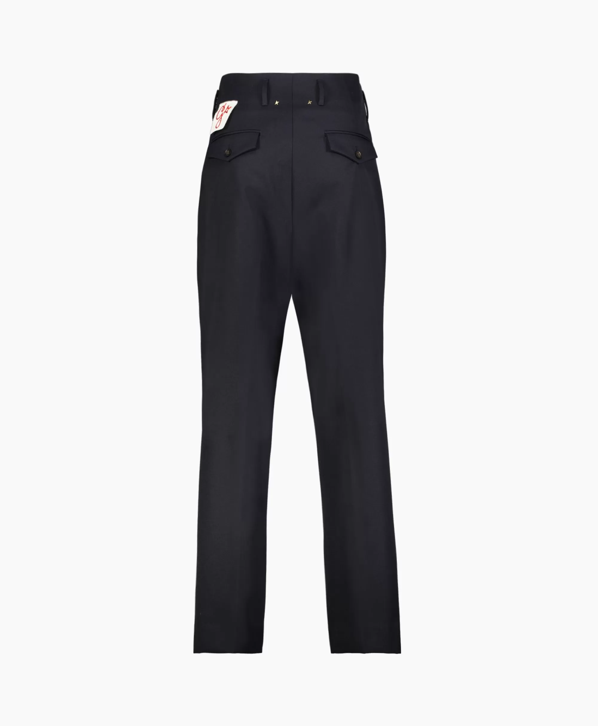 Broeken*Golden Goose Broek Golden M Wide Legs Compact Gabardine Wool Donker Blauw