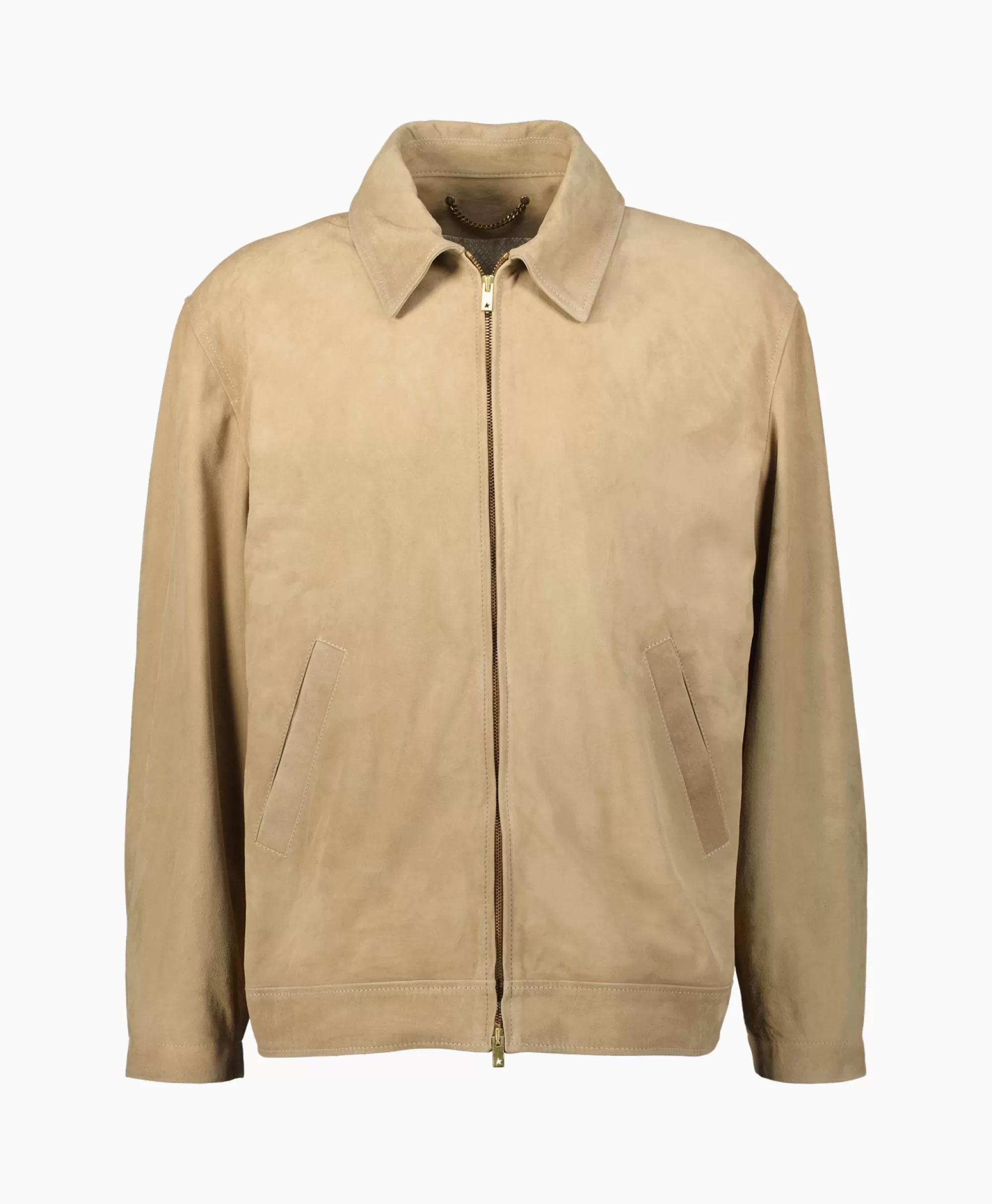 Jassen*Golden Goose Jack Journey M'S Full Zip Coach Waxed Leather Taupe