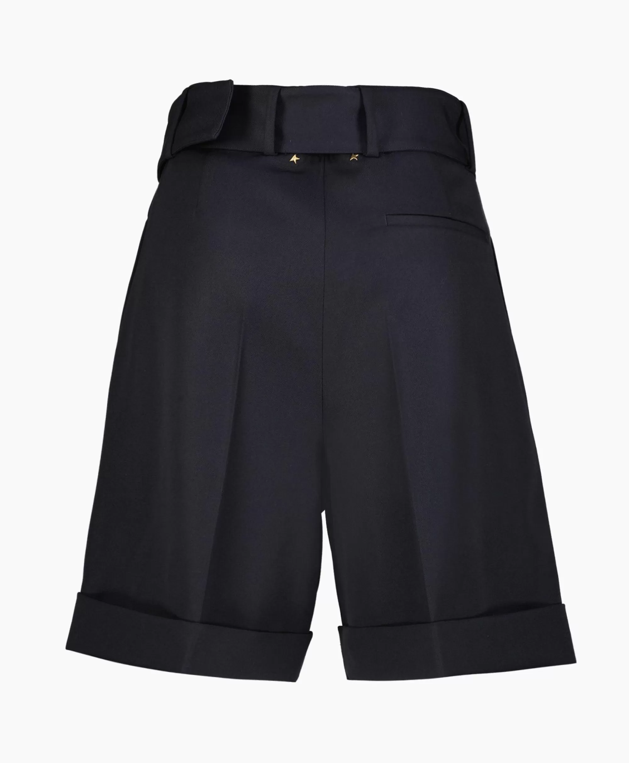 Broeken*Golden Goose Korte Broek Golden W'S Short Compact Gabardine Woo Donker Blauw