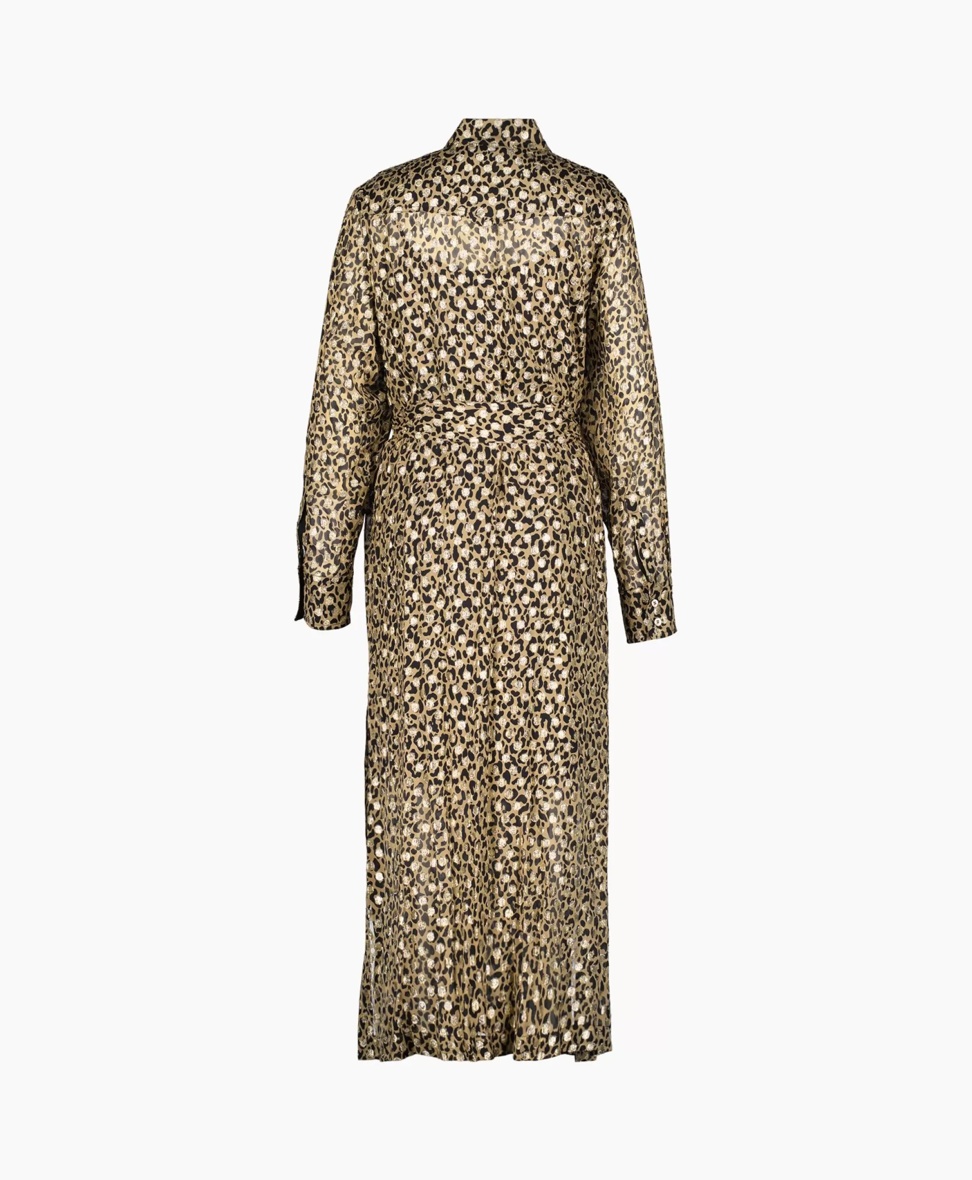 Jurken*Golden Goose Midi Jurk Golden W'S Chemisier Leopard Print Fil C Beige