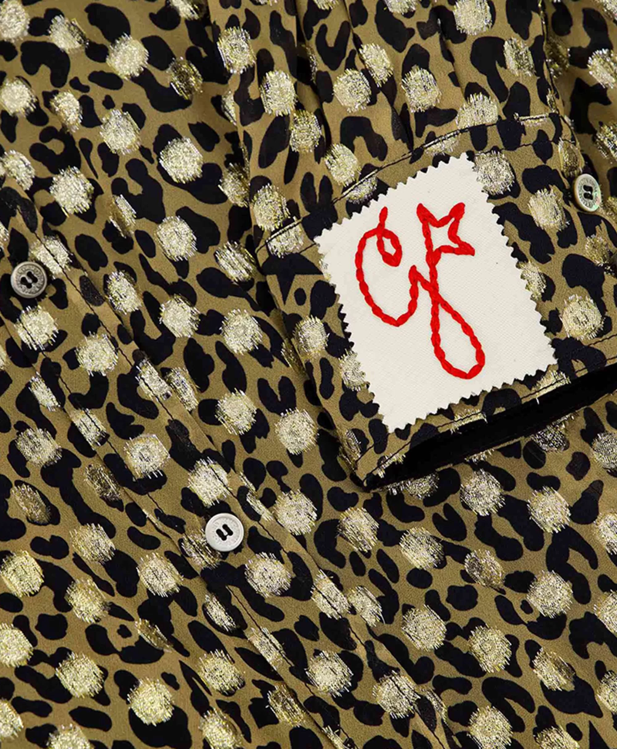 Jurken*Golden Goose Midi Jurk Golden W'S Chemisier Leopard Print Fil C Beige