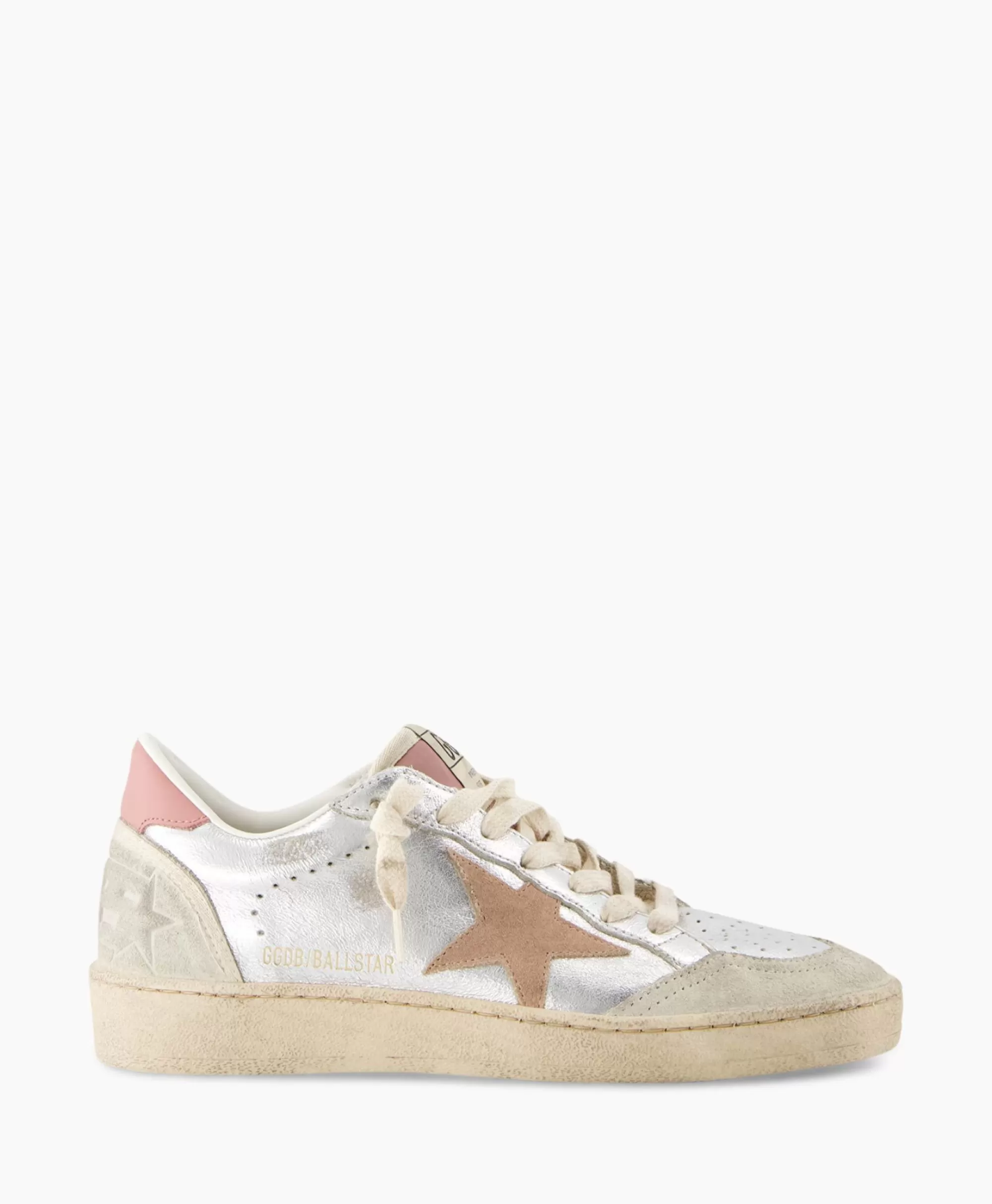 Sneakers*Golden Goose Sneaker Ballstar Laminated Upper Washed Suede Star Zilver