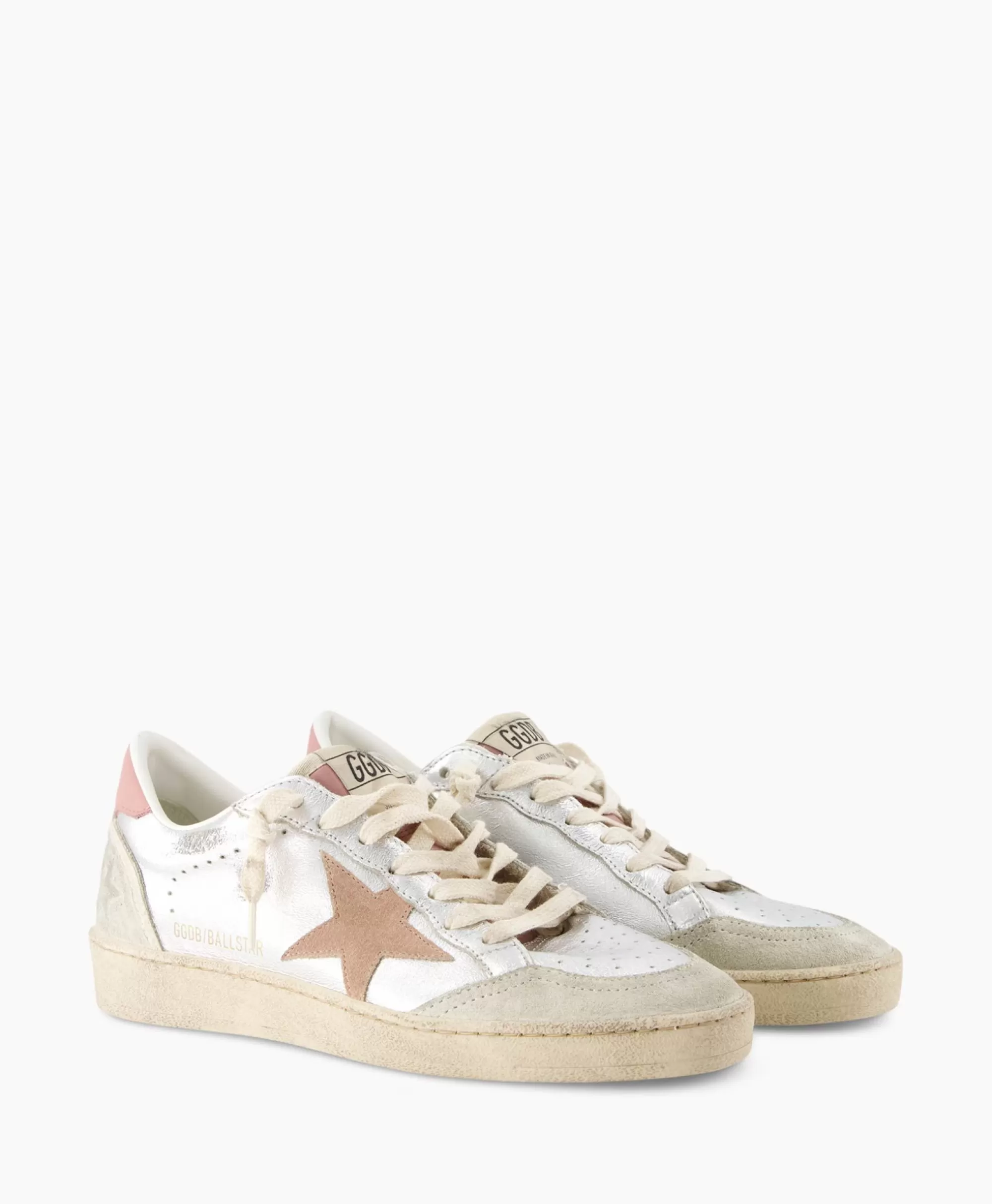 Sneakers*Golden Goose Sneaker Ballstar Laminated Upper Washed Suede Star Zilver