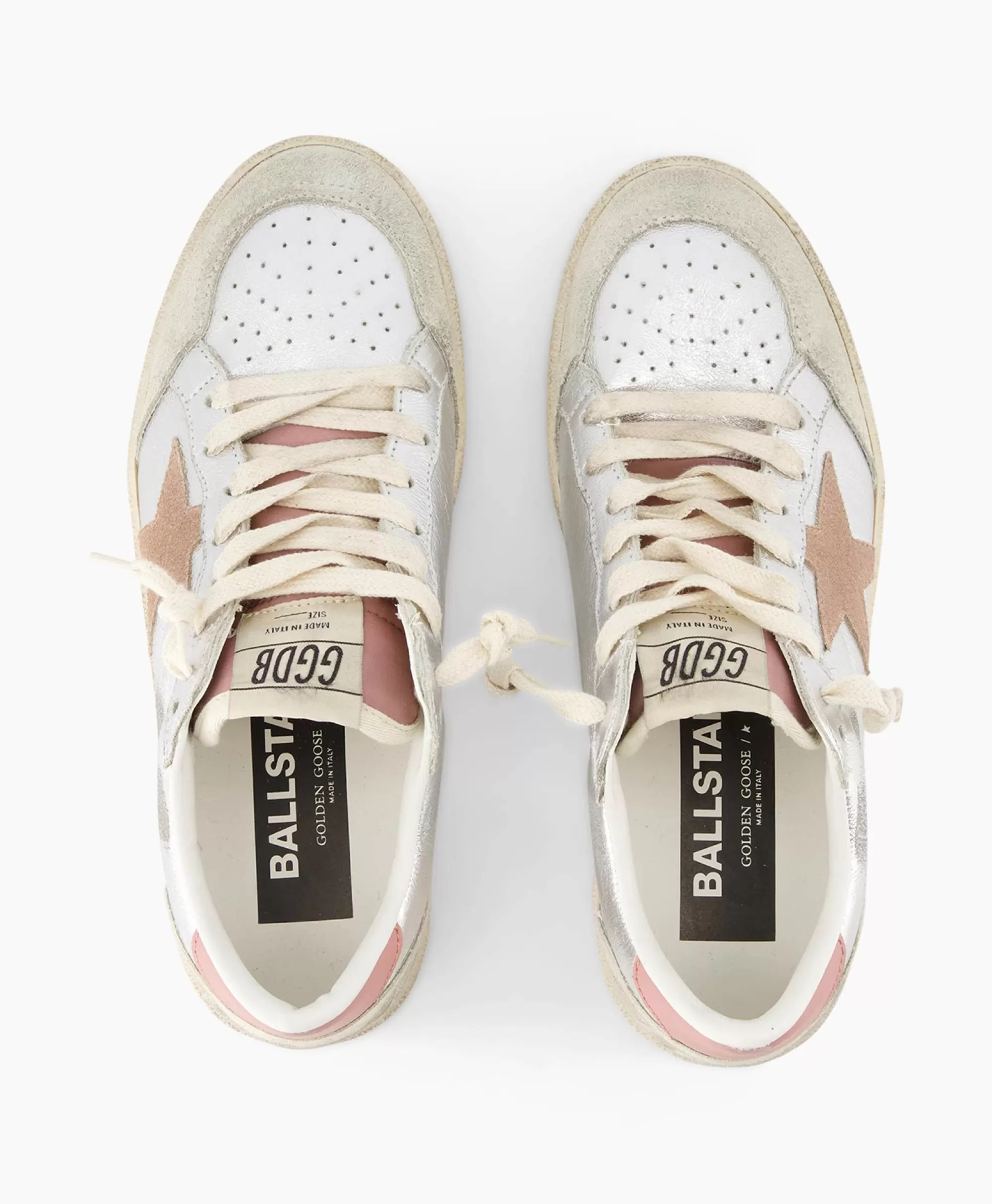 Sneakers*Golden Goose Sneaker Ballstar Laminated Upper Washed Suede Star Zilver