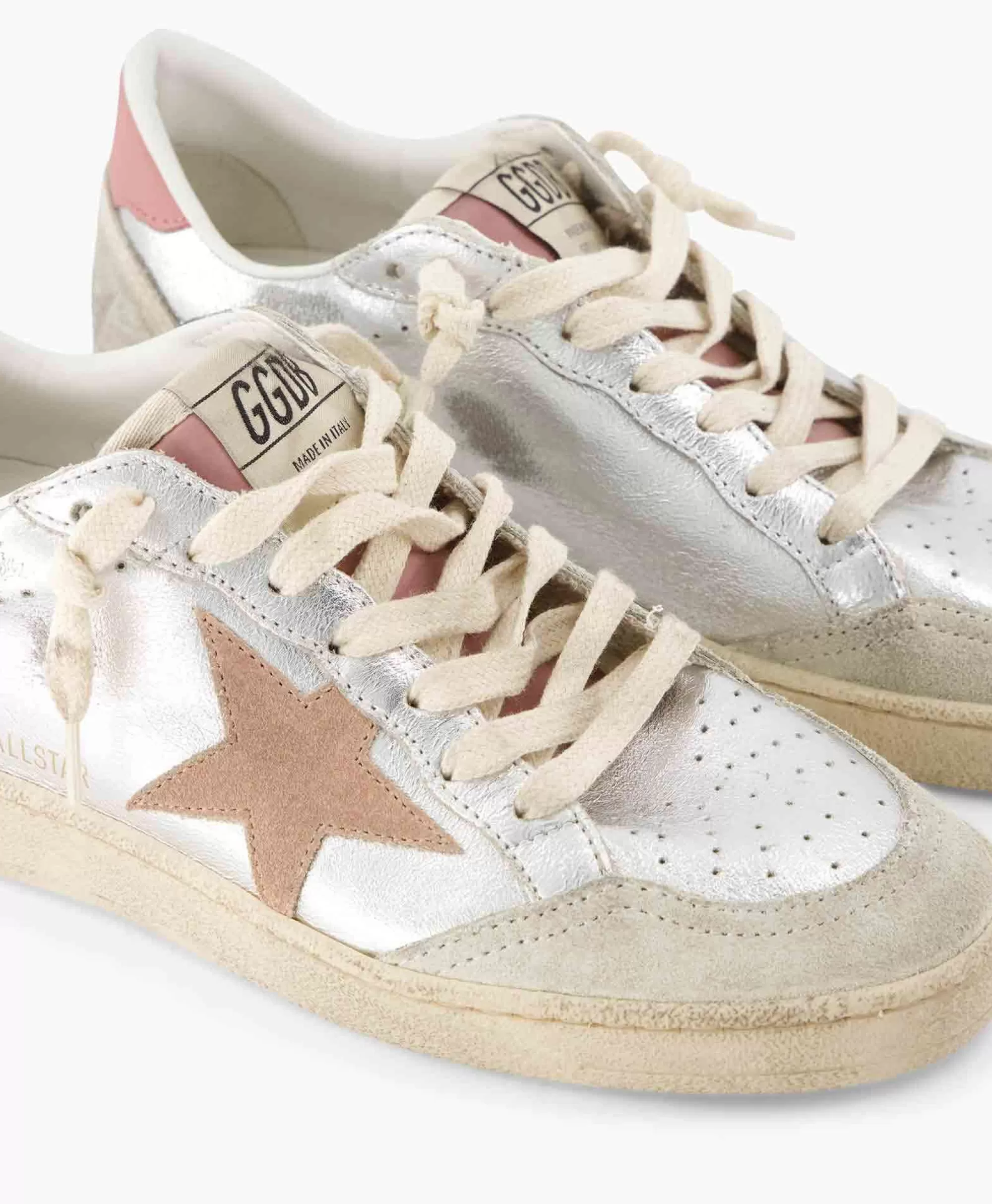 Sneakers*Golden Goose Sneaker Ballstar Laminated Upper Washed Suede Star Zilver