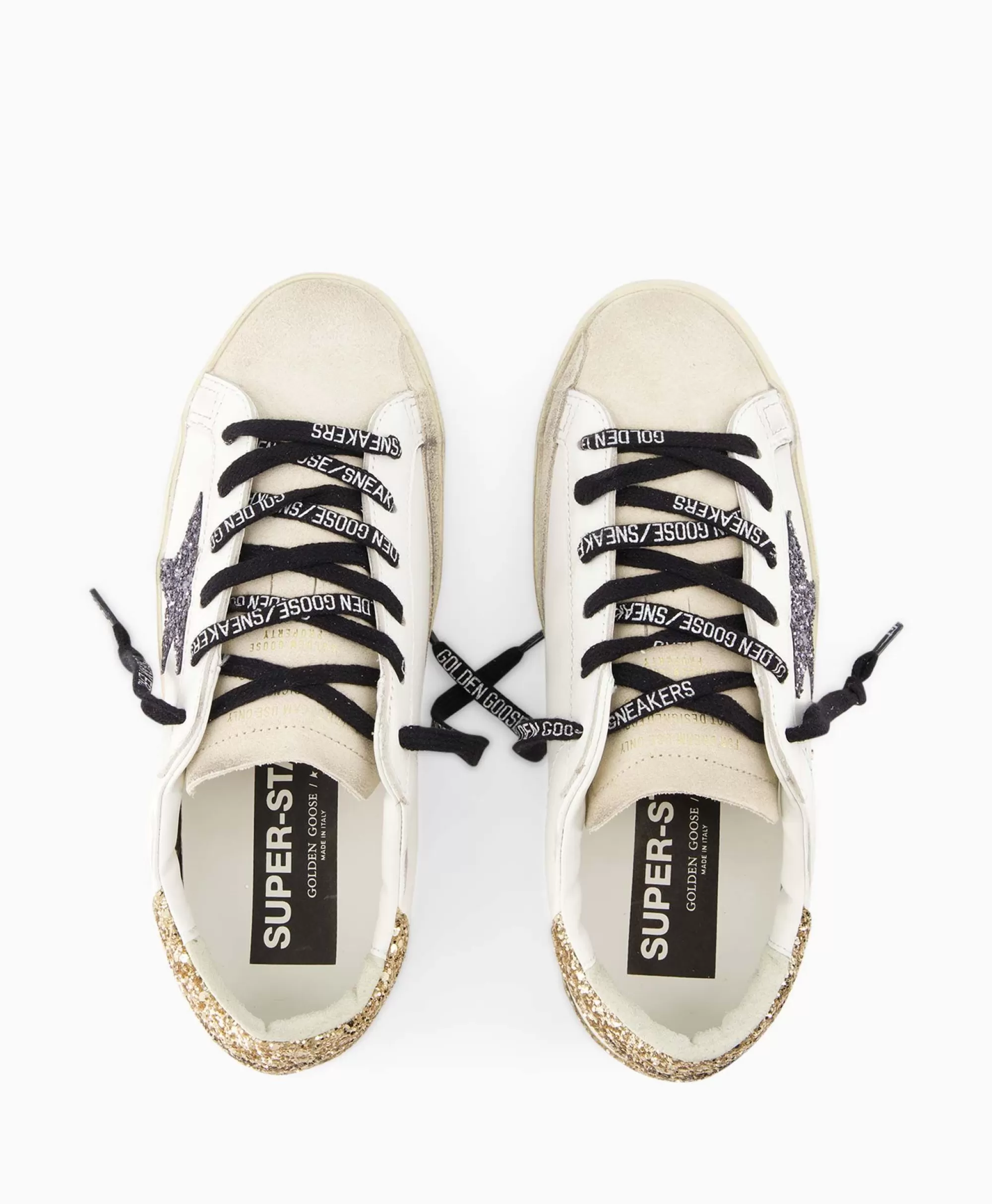 Sneakers*Golden Goose Sneaker Super-Star Leather Upper Glitter Star Off White