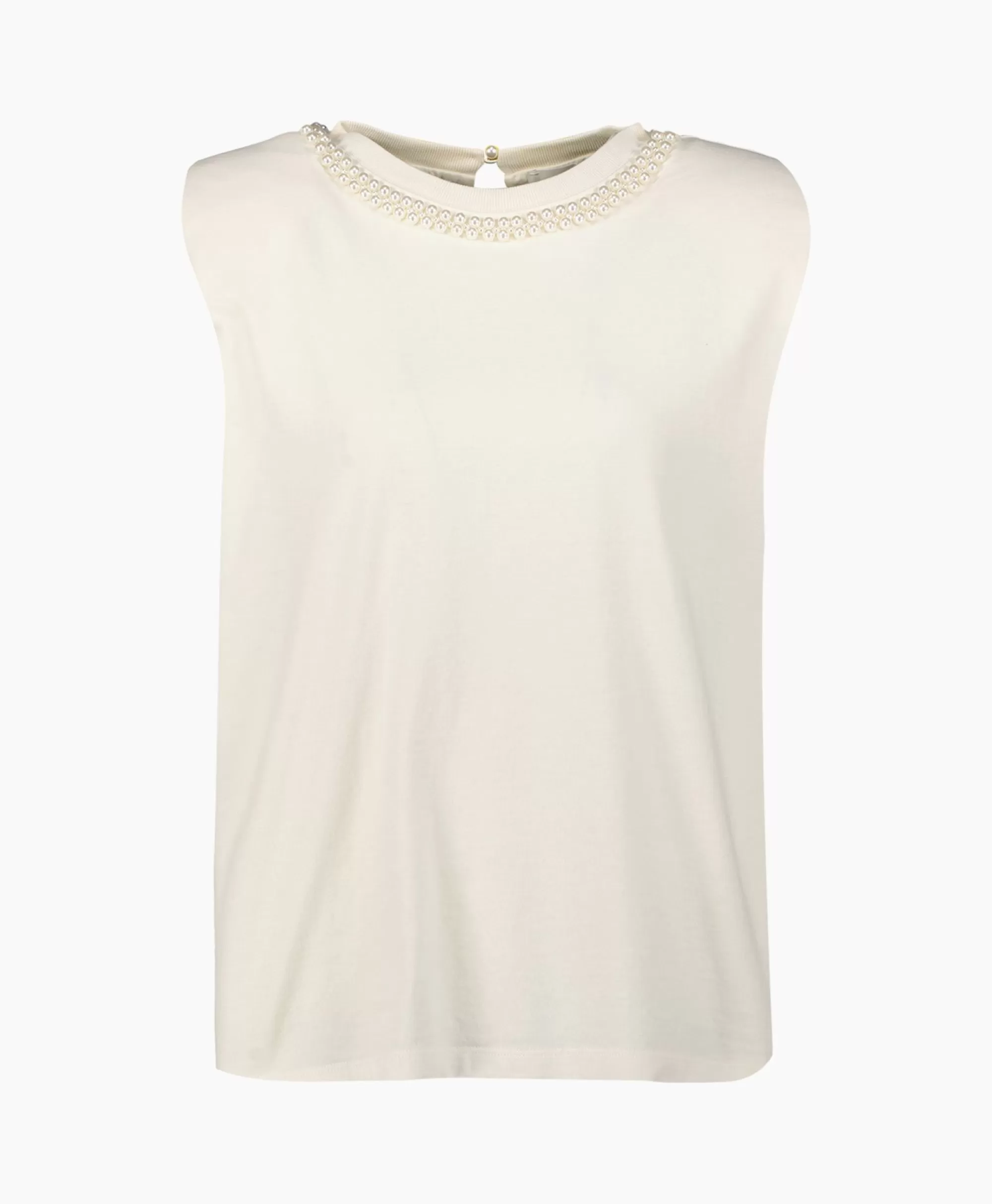 T-Shirts & Tops*Golden Goose Top Journey W'S Sleeveless Padded Shoulders Pearls Off White
