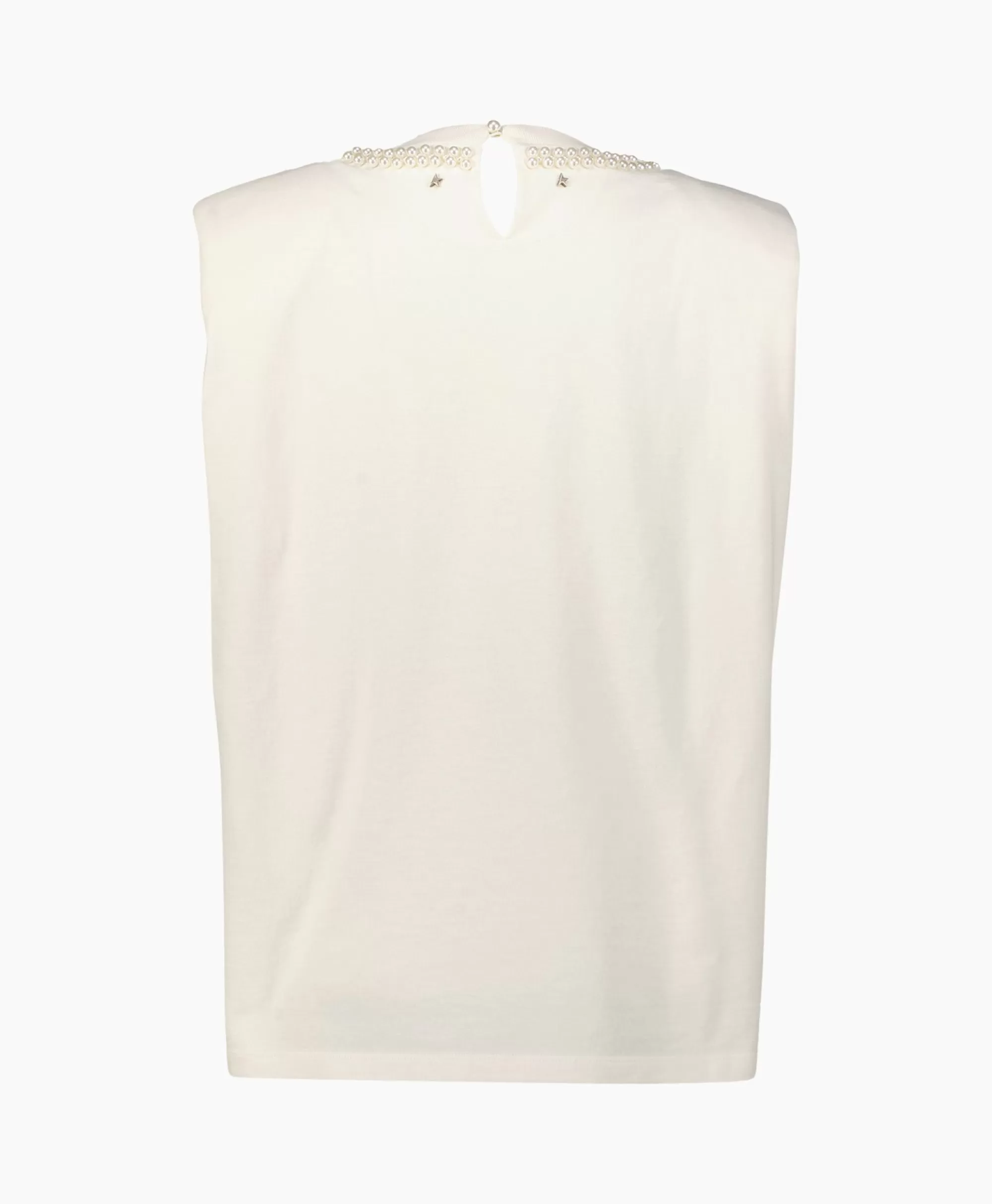 T-Shirts & Tops*Golden Goose Top Journey W'S Sleeveless Padded Shoulders Pearls Off White