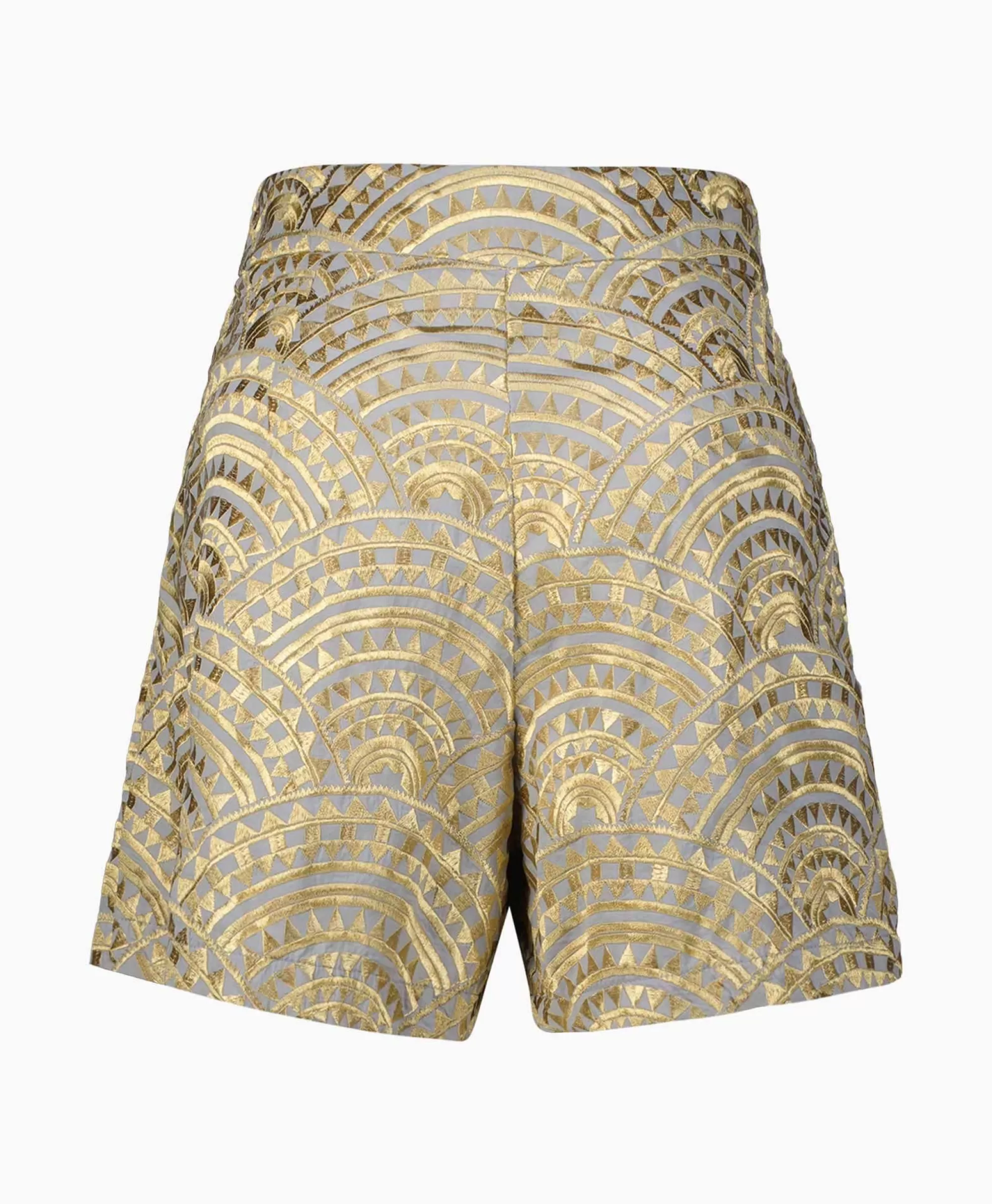 Broeken*Greek Archaic Kori Korte Broek All Over Pleates Licht Grijs