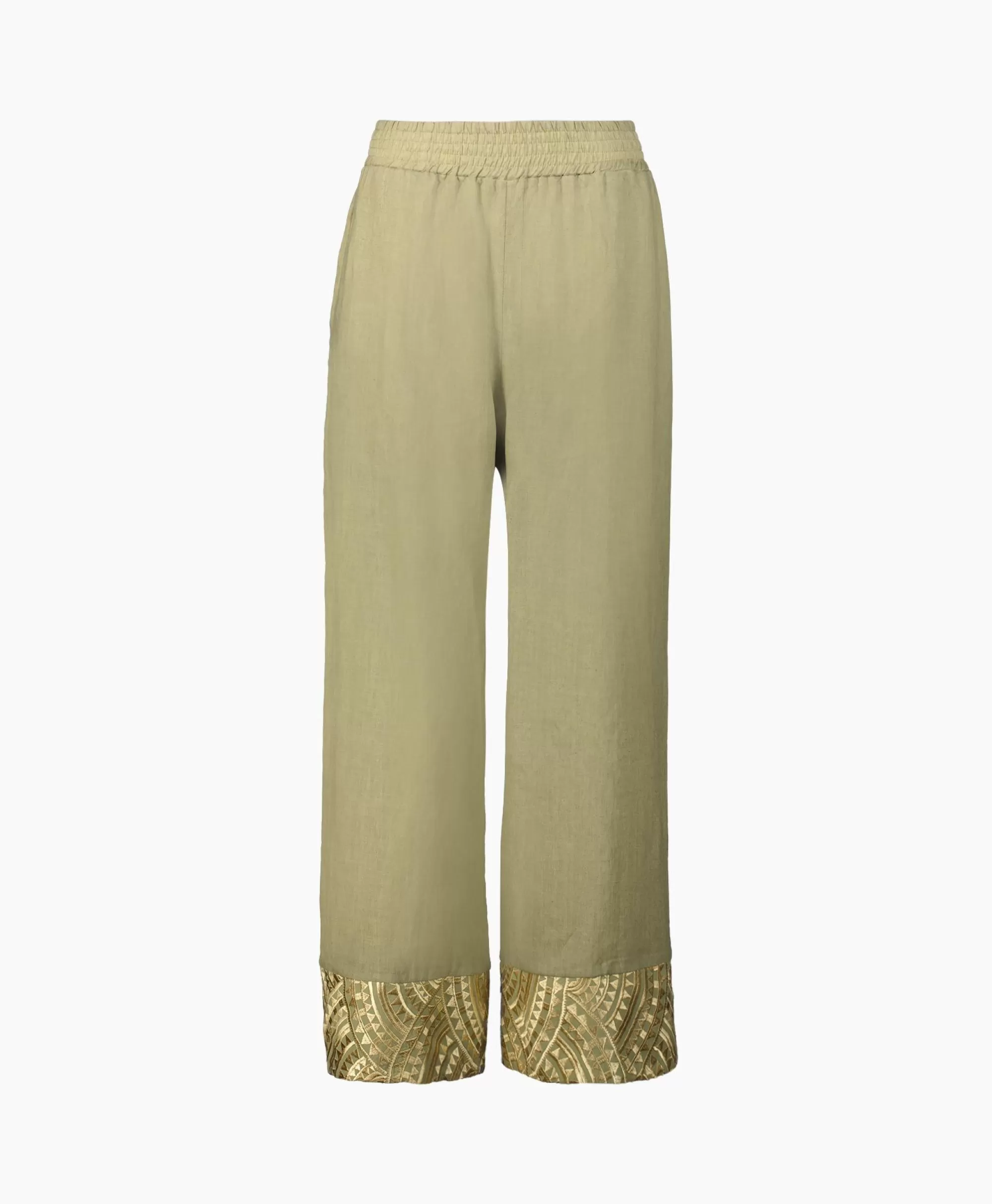 Broeken*Greek Archaic Kori Pantalon New All Over Elastic Waistband Goud