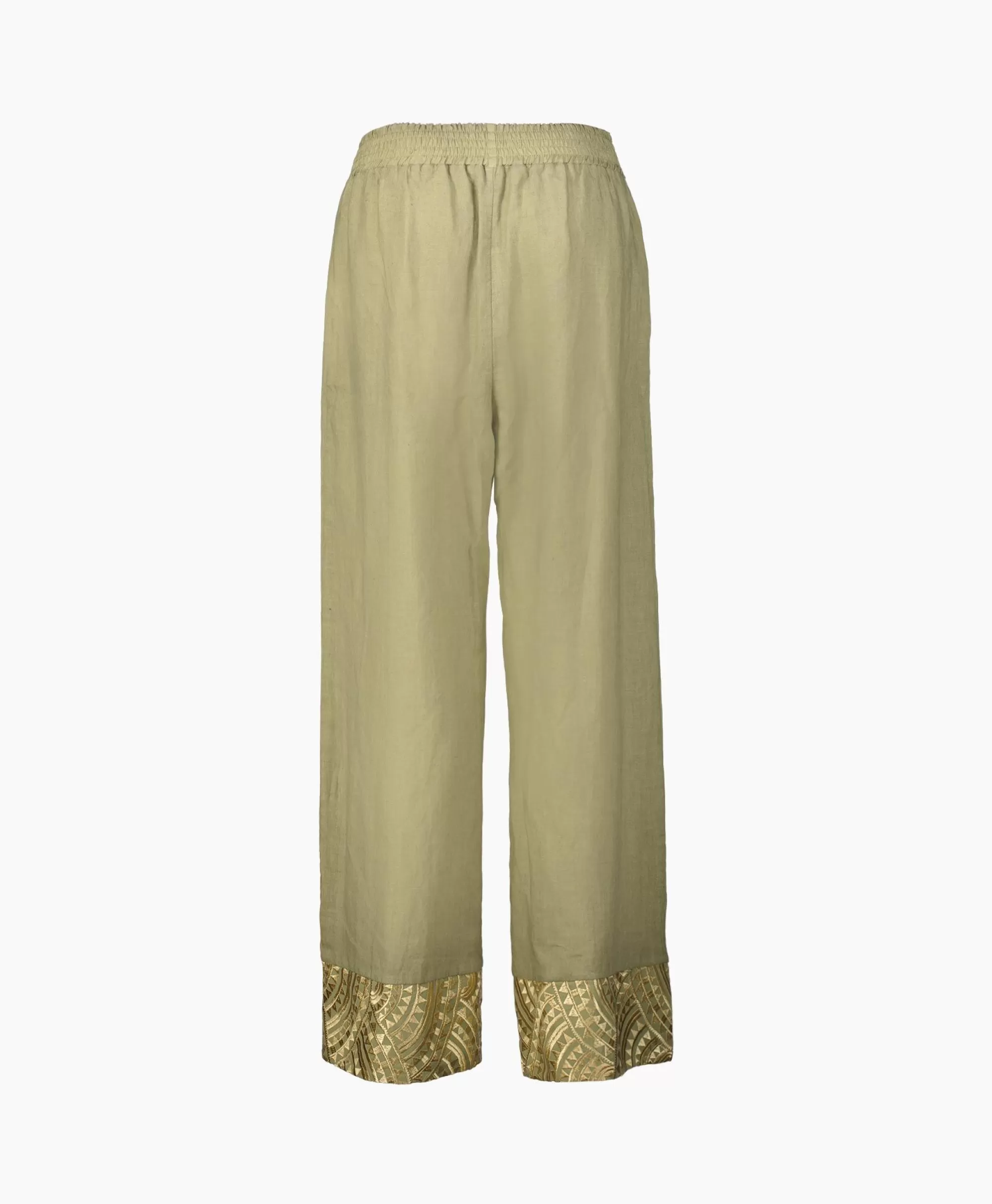 Broeken*Greek Archaic Kori Pantalon New All Over Elastic Waistband Goud