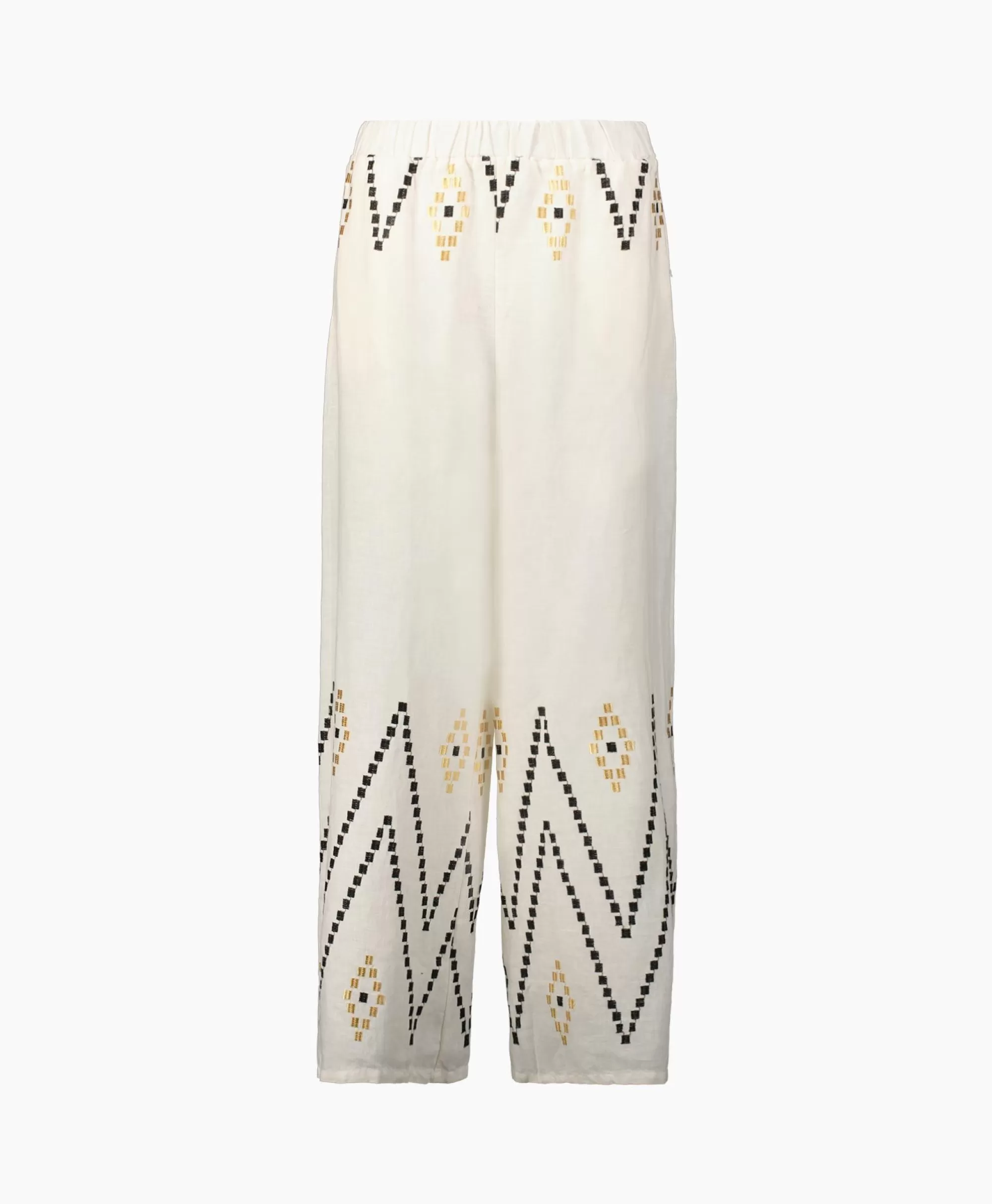 Broeken*Greek Archaic Kori Pantalon Zig Zag Elastic Waist Ivoor / Naturel