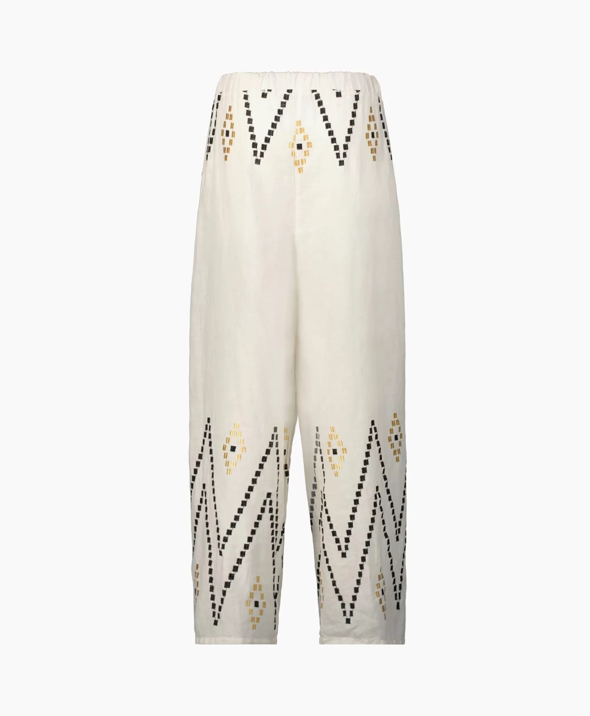 Broeken*Greek Archaic Kori Pantalon Zig Zag Elastic Waist Ivoor / Naturel
