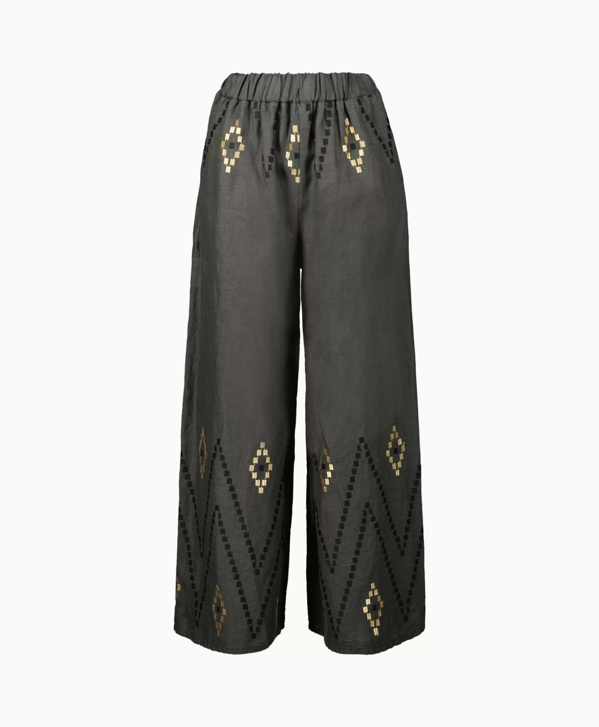 Broeken*Greek Archaic Kori Pantalon Zig Zag Elastic Waist Khaki
