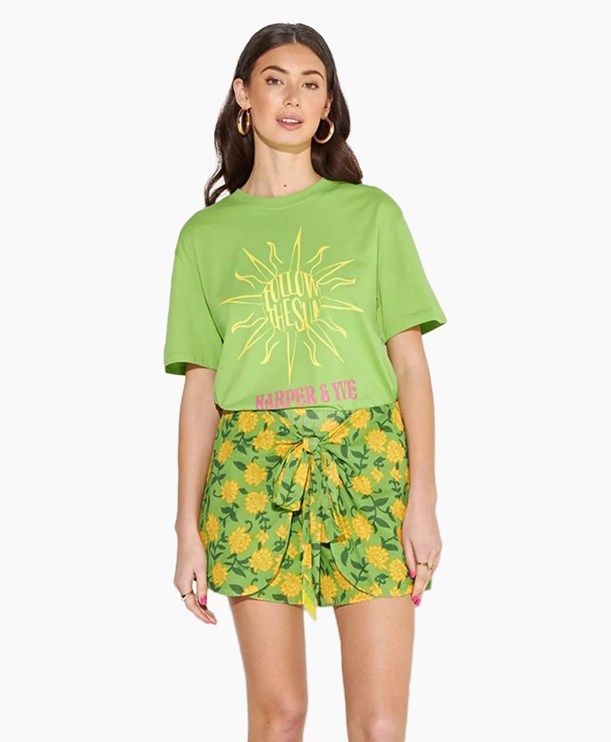 T-Shirts & Tops*Harper & Yve Harper & Yve T-Shirt Korte Mouw Followthesun-Ss Groen