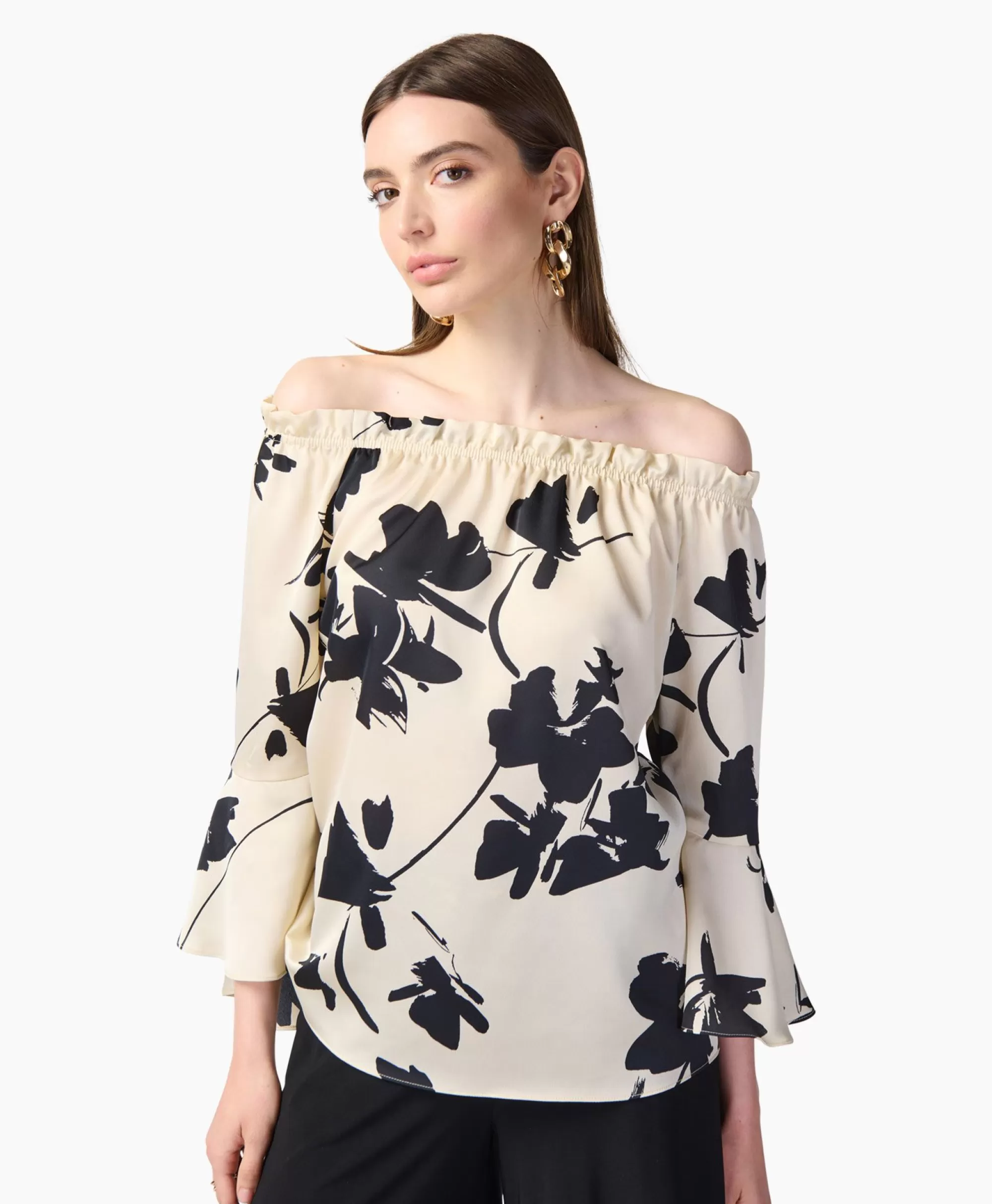 Blouses*Joseph Ribkoff Blouse Print Lange Mouwen Zwart Dessin