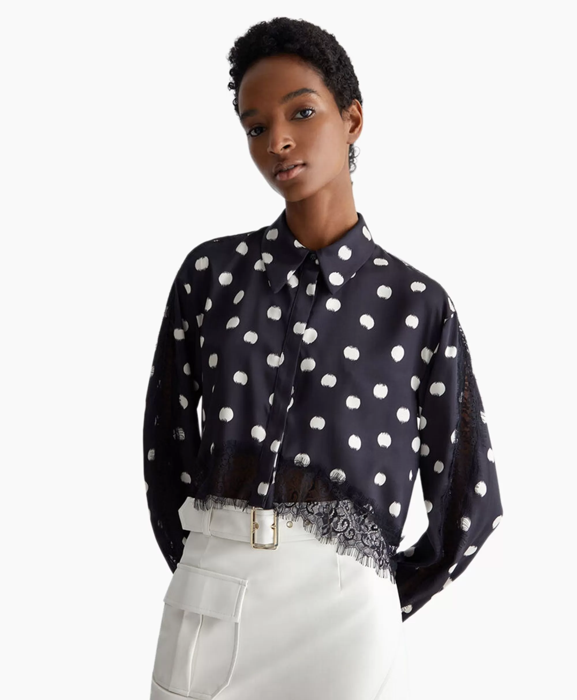 Blouses*Liu Jo Blouse Escamicia C/Dettagali In Pizzo Zwart