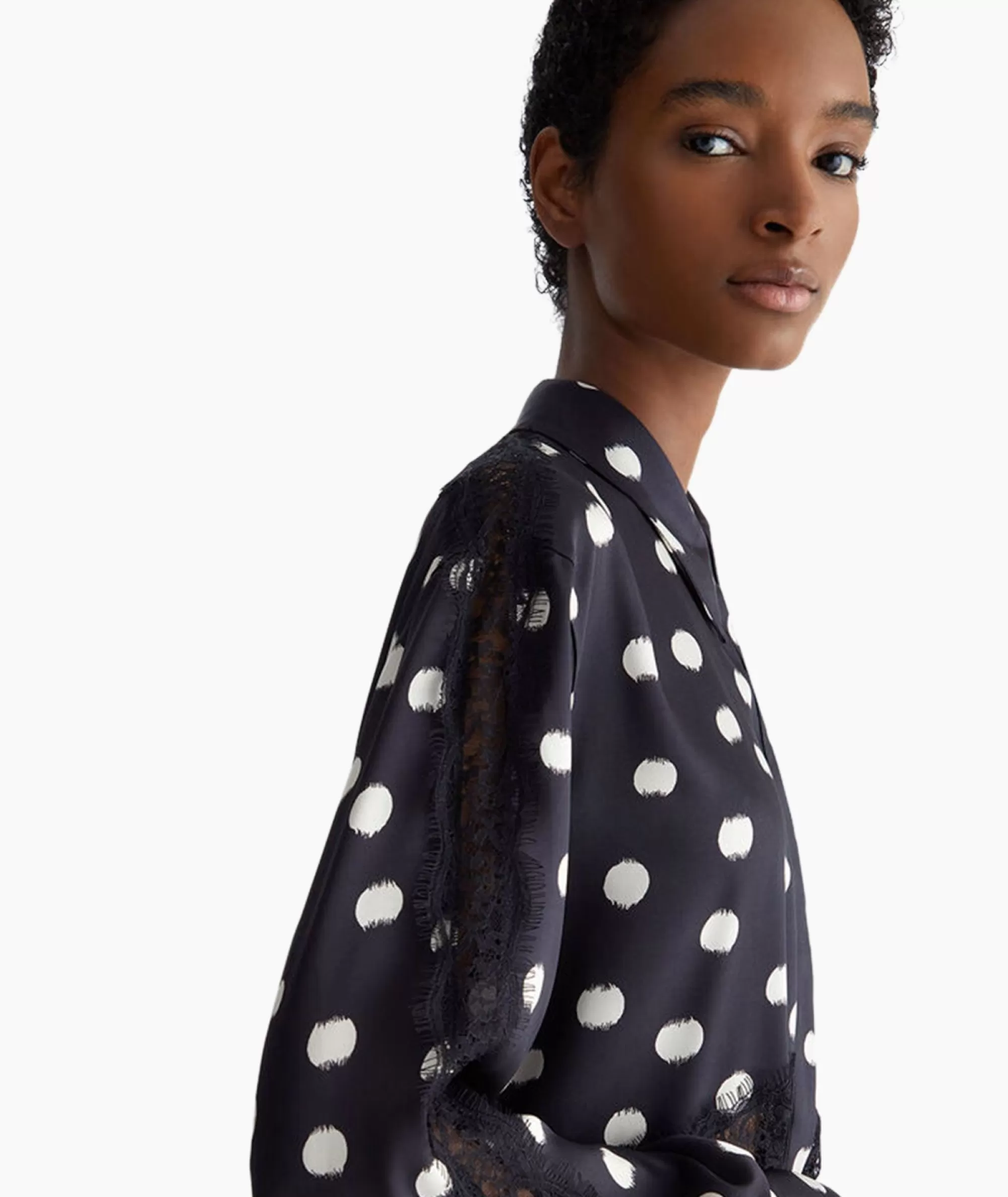 Blouses*Liu Jo Blouse Escamicia C/Dettagali In Pizzo Zwart