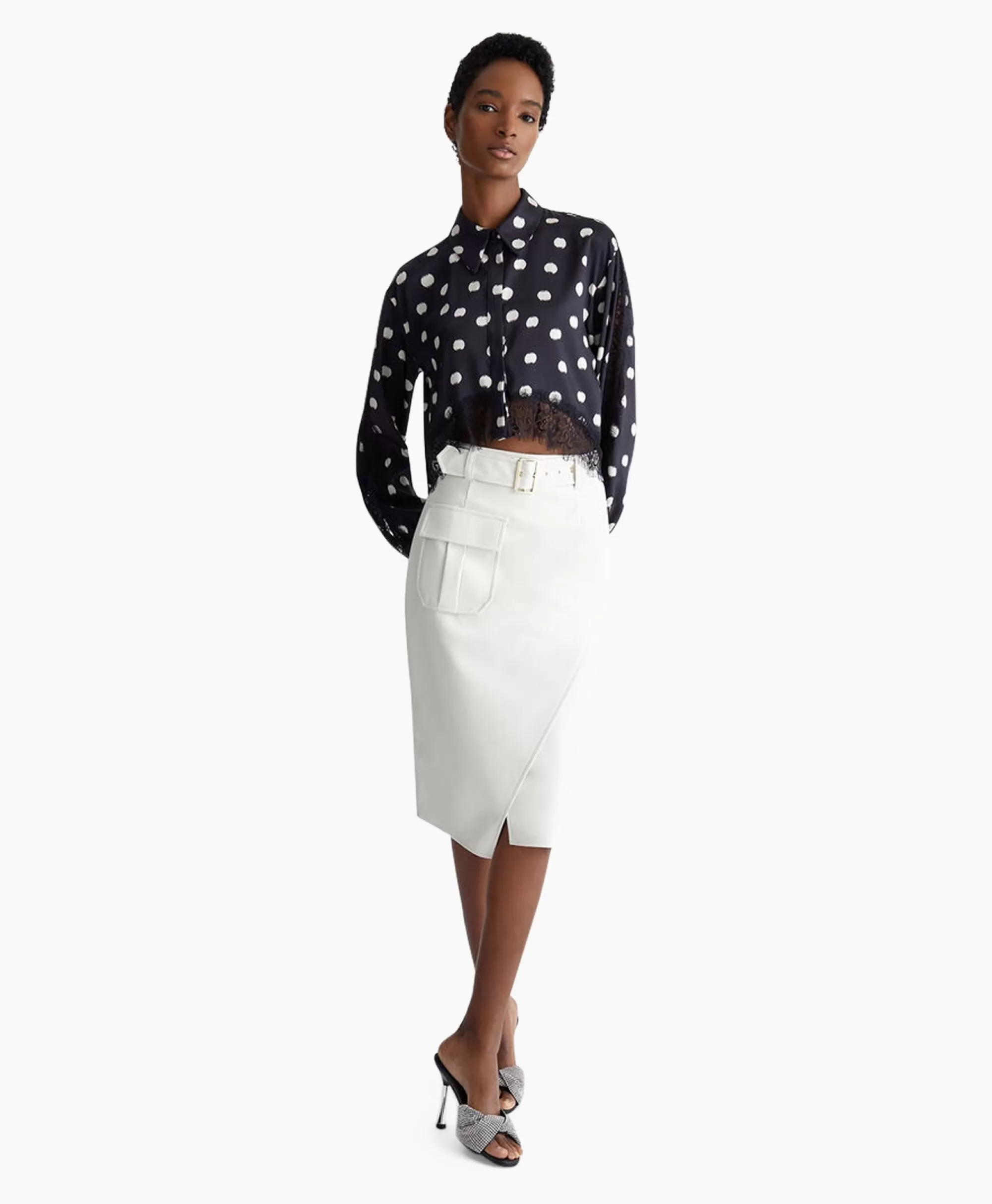Blouses*Liu Jo Blouse Escamicia C/Dettagali In Pizzo Zwart