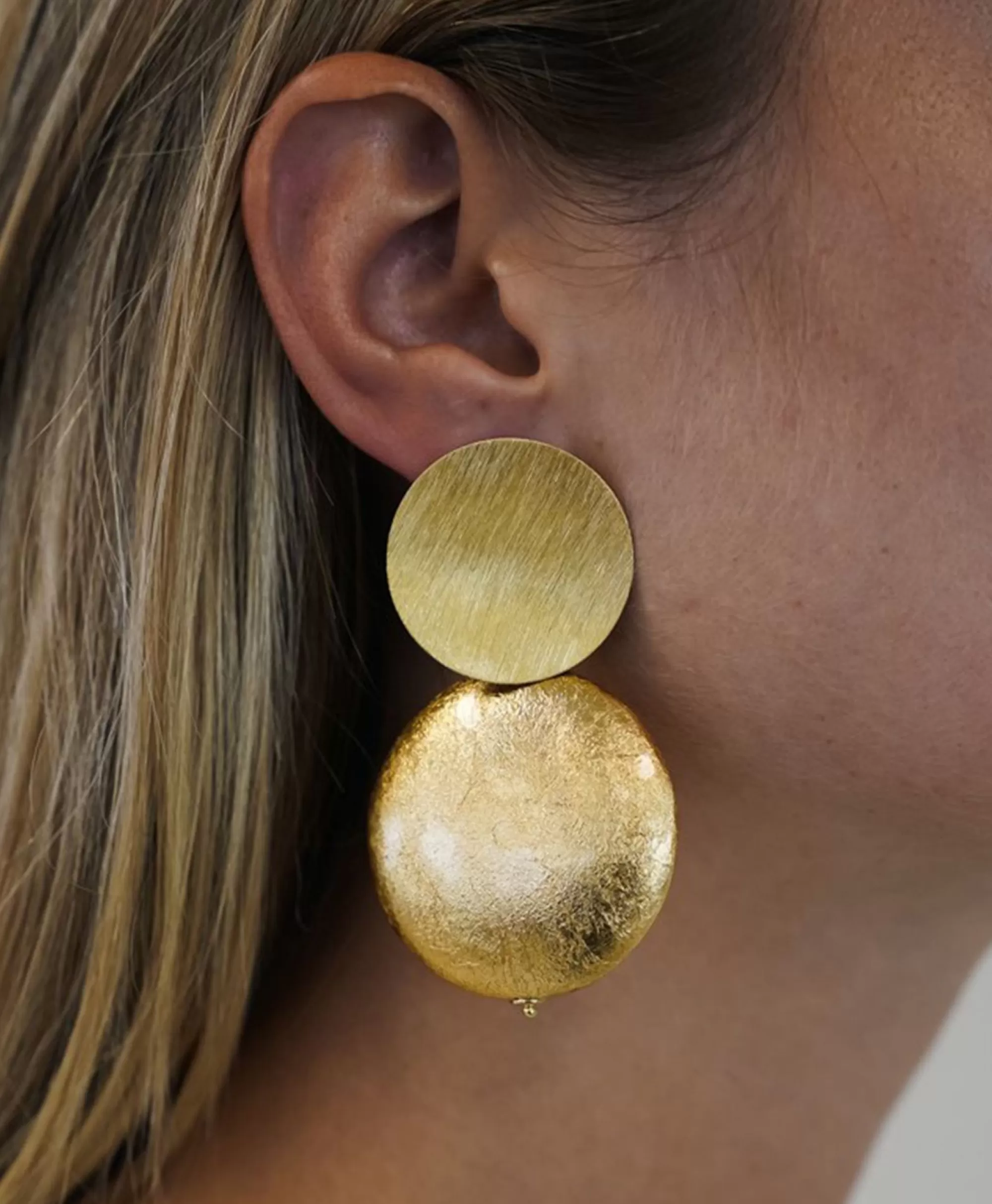 Sieraden*Lott. Gioielli Oorbellen Cw Earring Round Disc Xl Goud