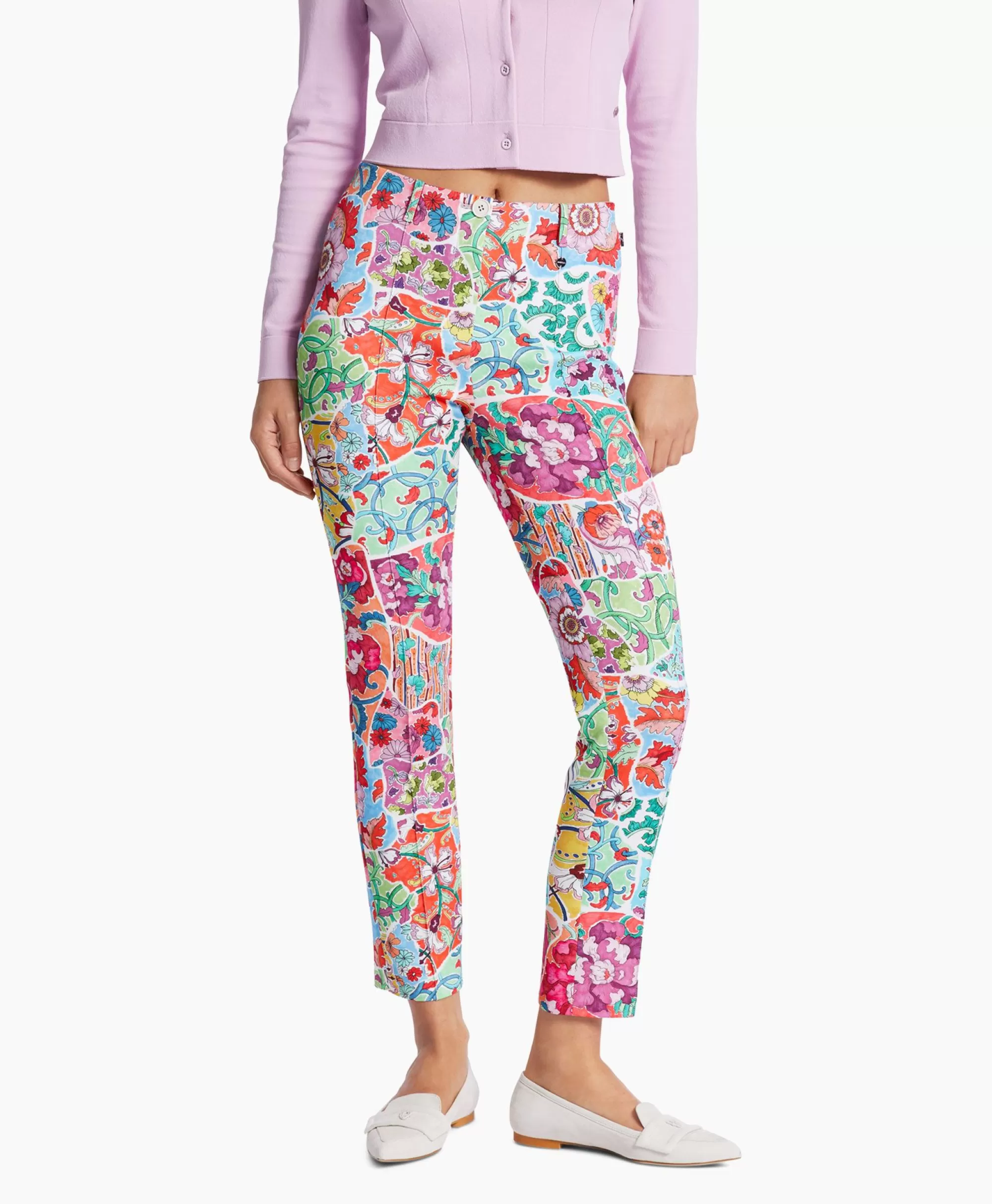 Broeken*Marc Cain Pants Bloemenbroek Wp 81.11 J04 Licht Rood