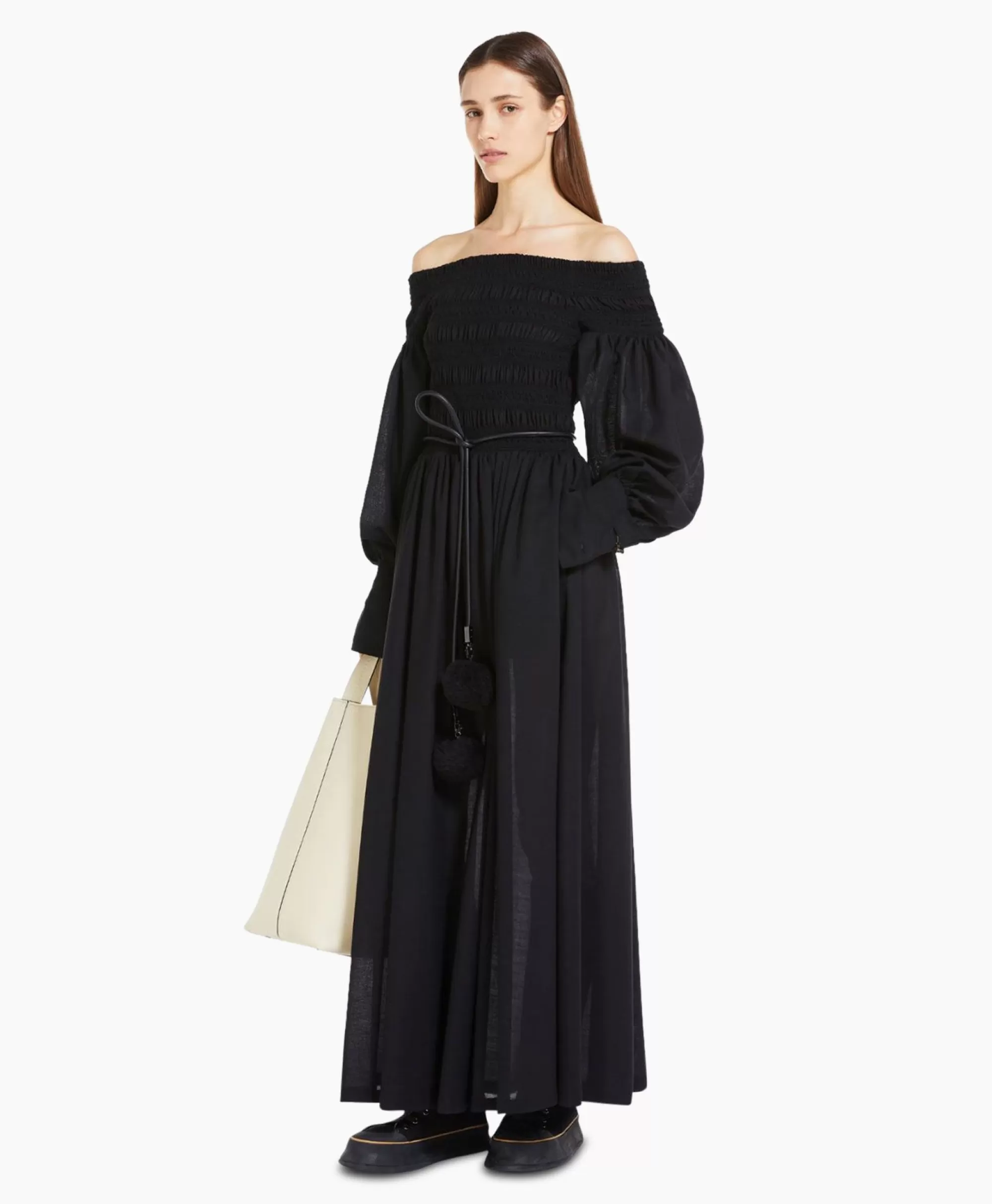 Jurken*Maxmara Maxi Jurk Manu Zwart