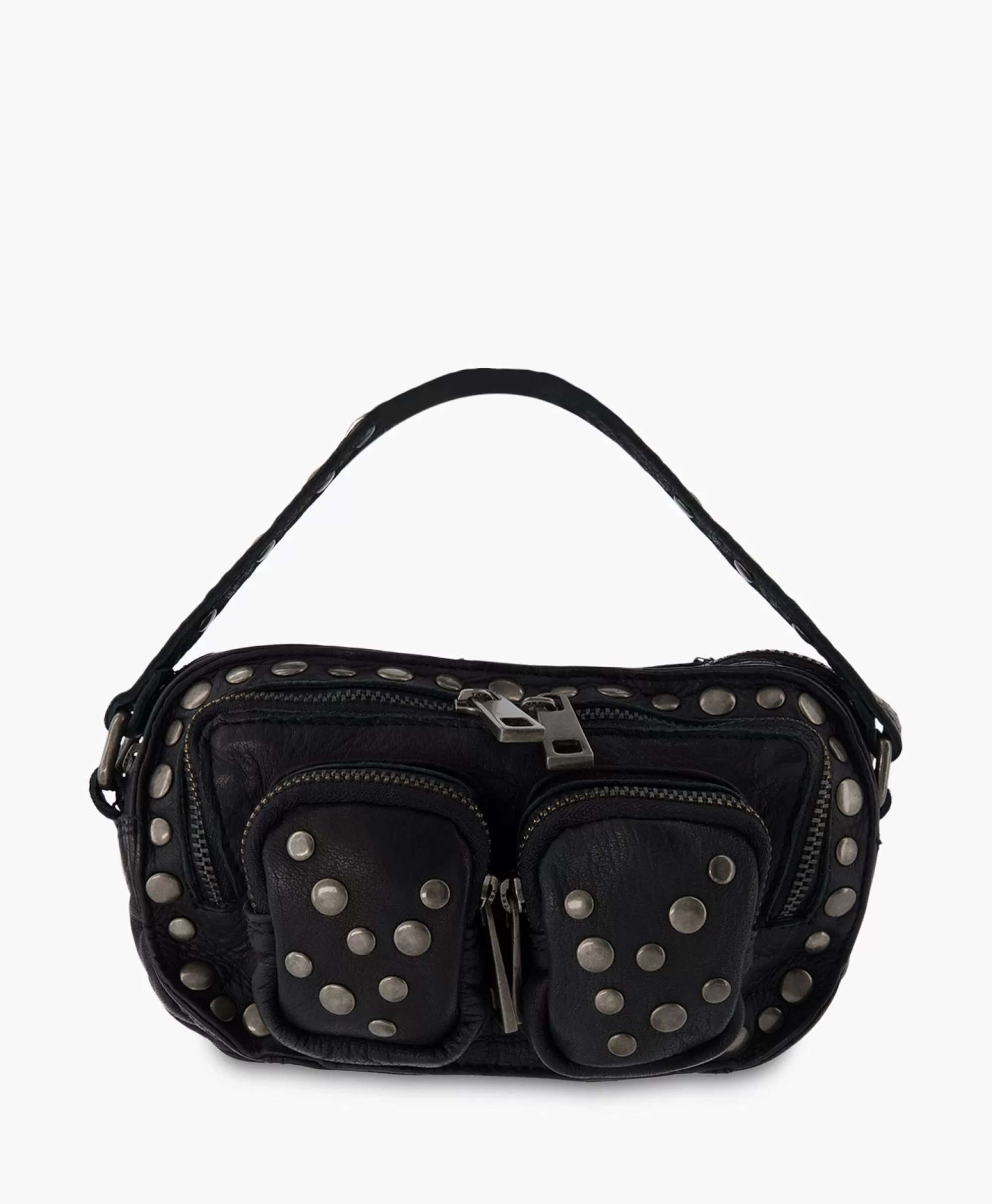 Tassen*Nunoo Bags Crossbody Tas Helena Rivet Washed Black Zwart