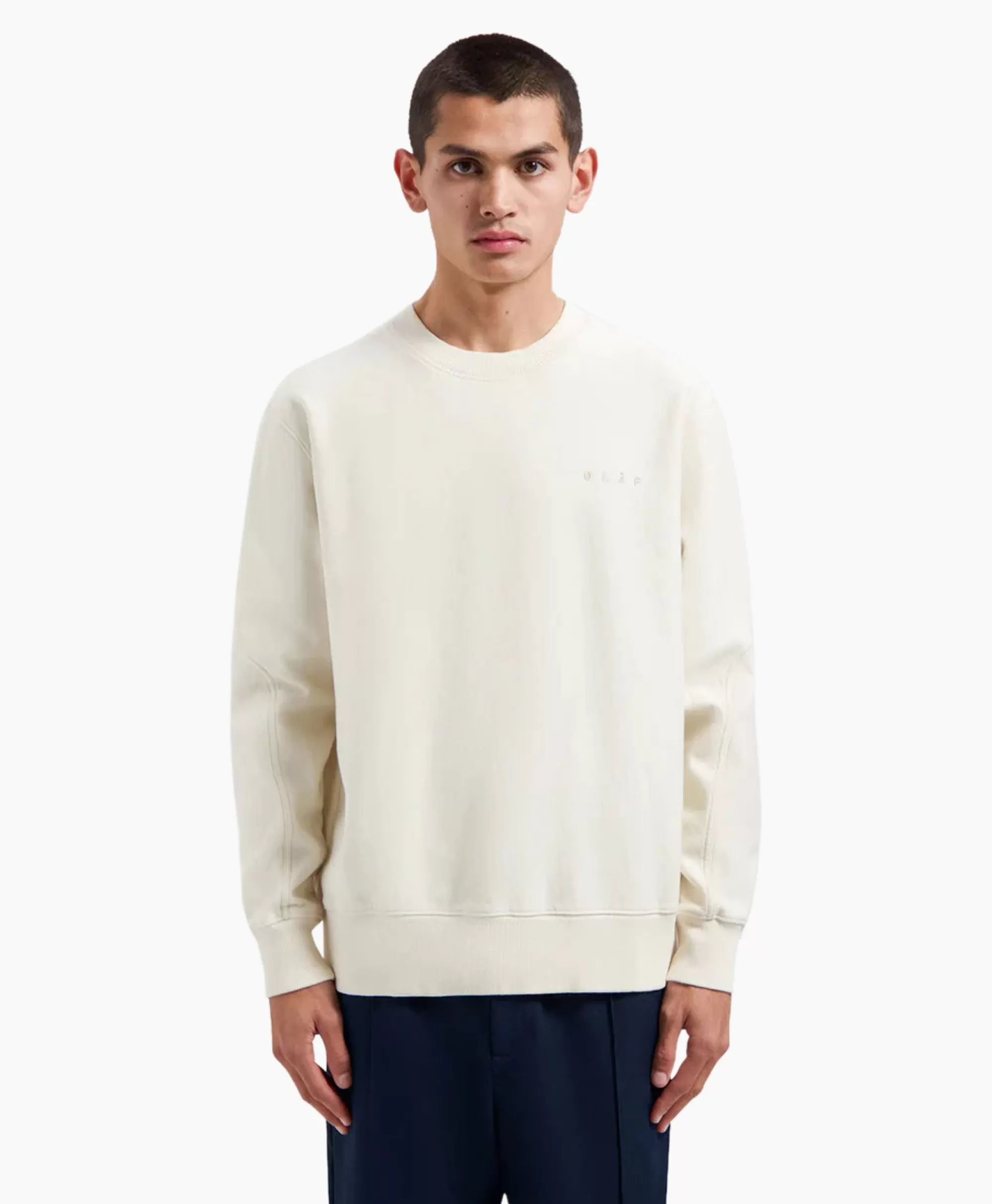 Truien*Olaf Hussein Pullover Face Chainstitch Off White