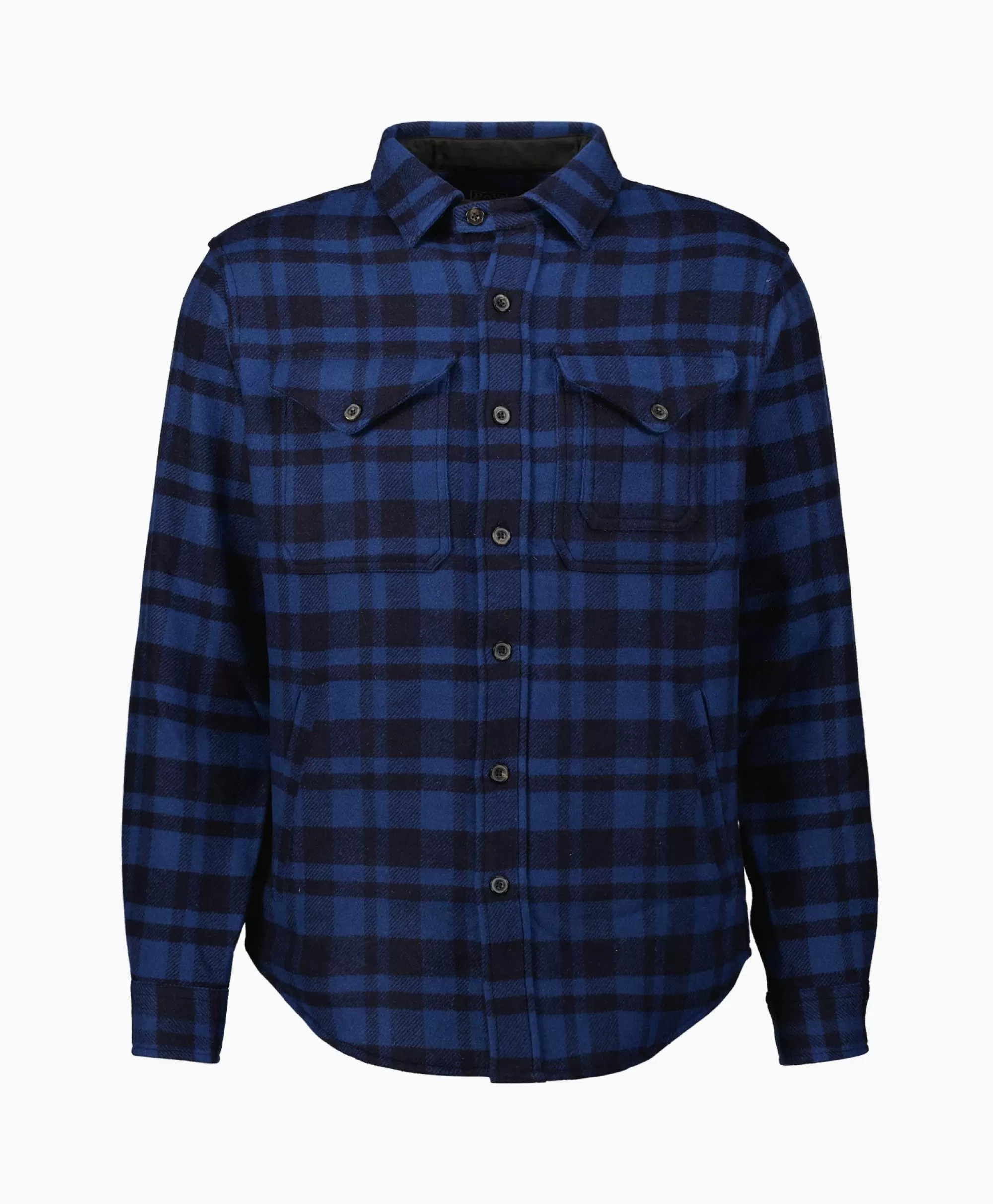 Jassen*Ralph Lauren Overshirt Wool Blend Check Donker Blauw