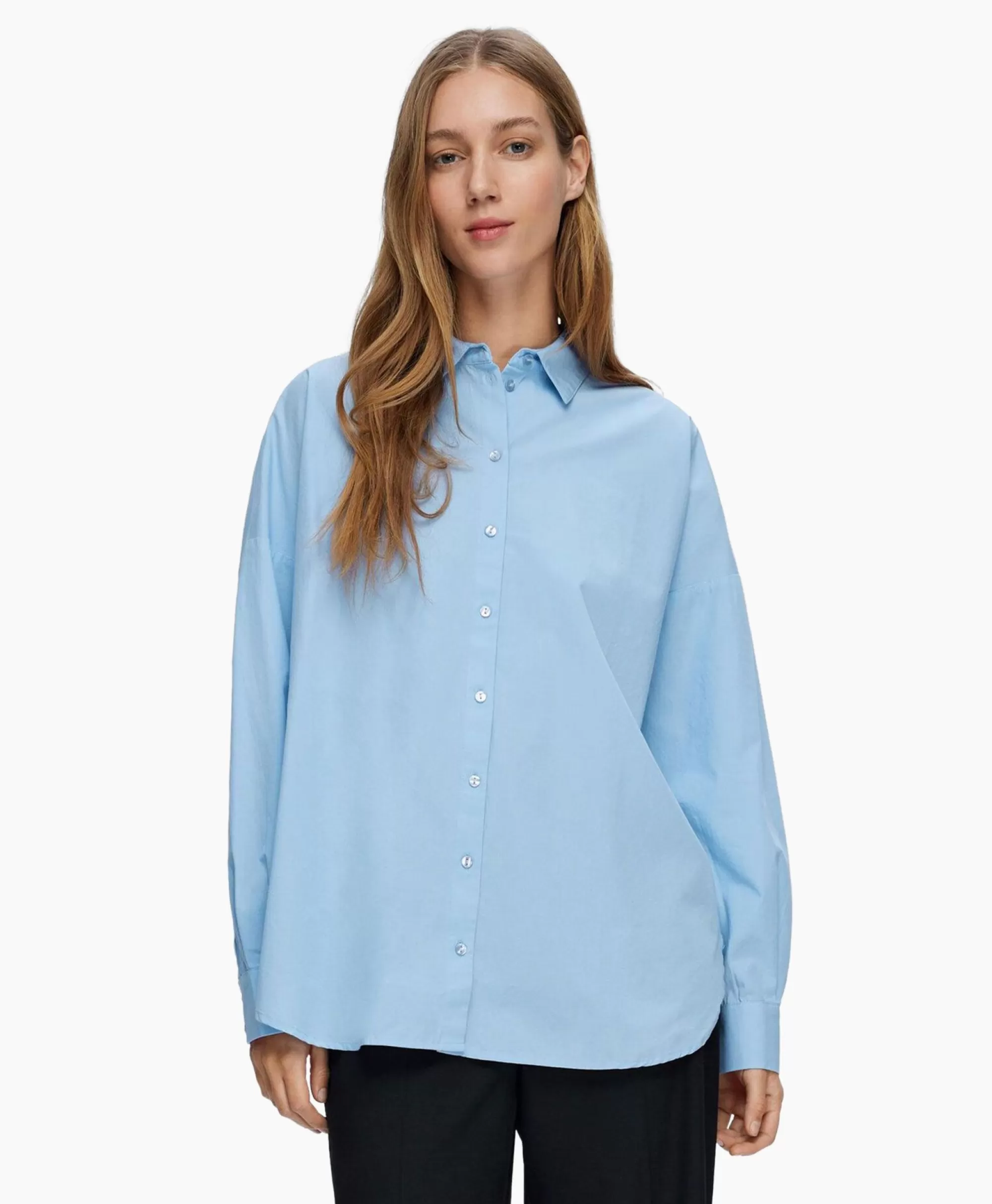 Blouses*Selected Femme Blouse Dina-Sanni Ls Shirt Noos Blauw