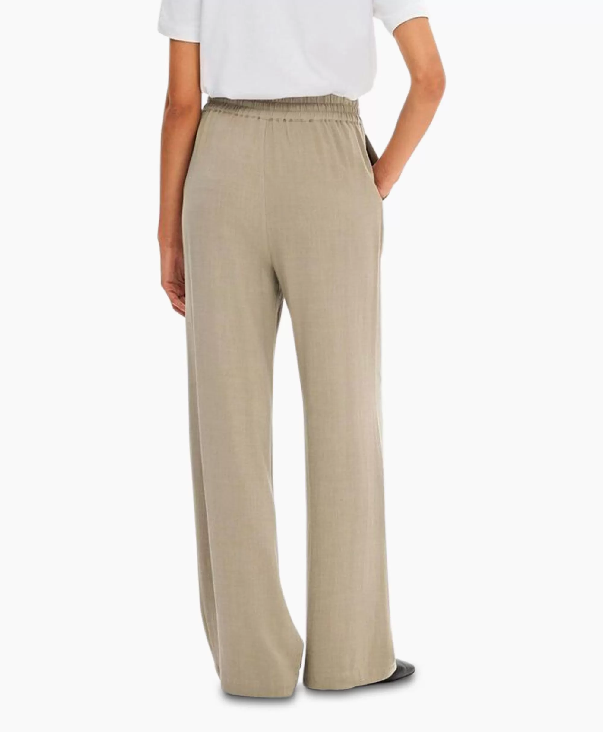 Broeken*Selected Femme Broek Viva-Gulia Mw Long Linen Pant No Licht Grijs