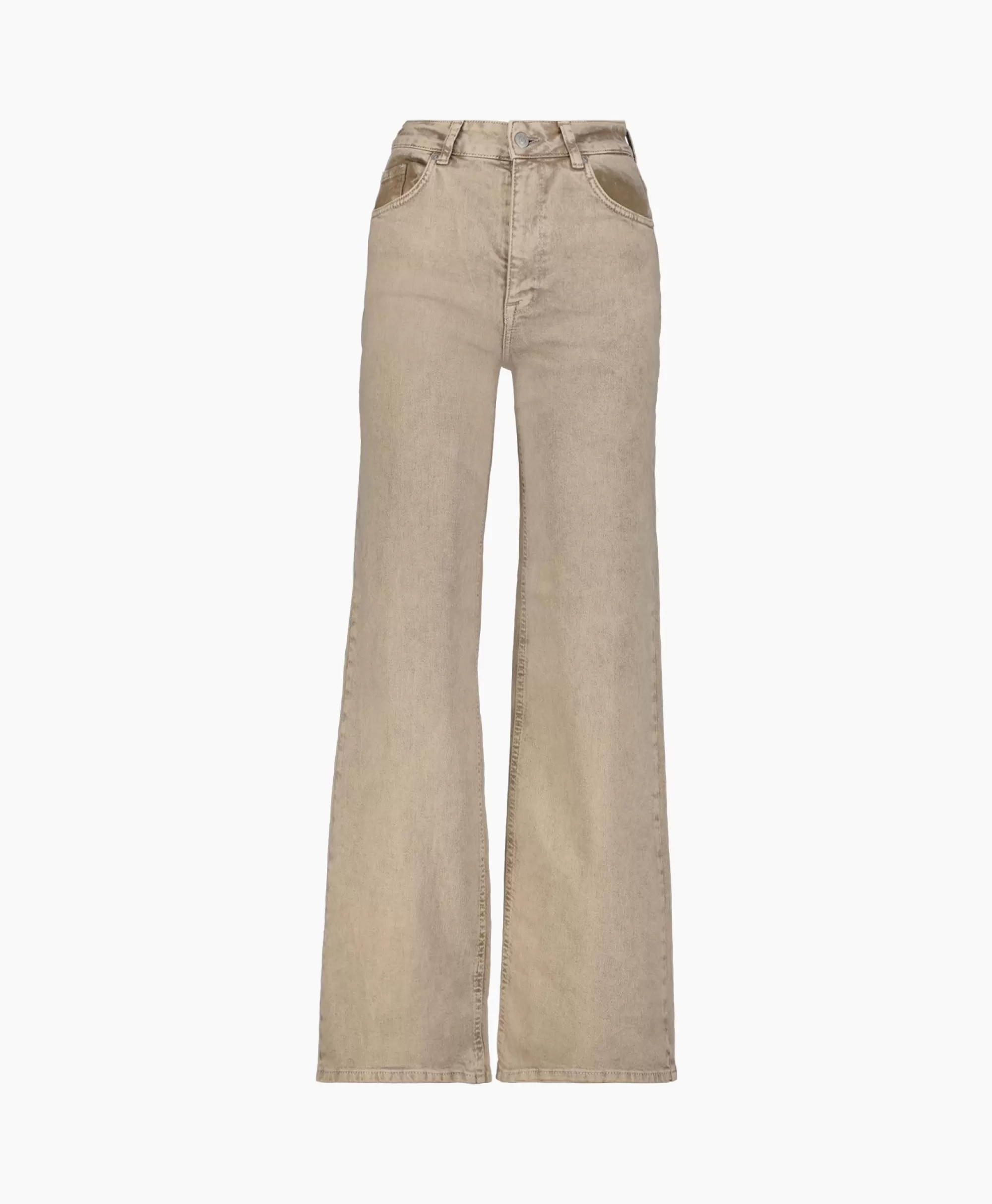 Broeken*Selected Femme Jeans Alice-Cora Hw Latte Denim Wide J Beige