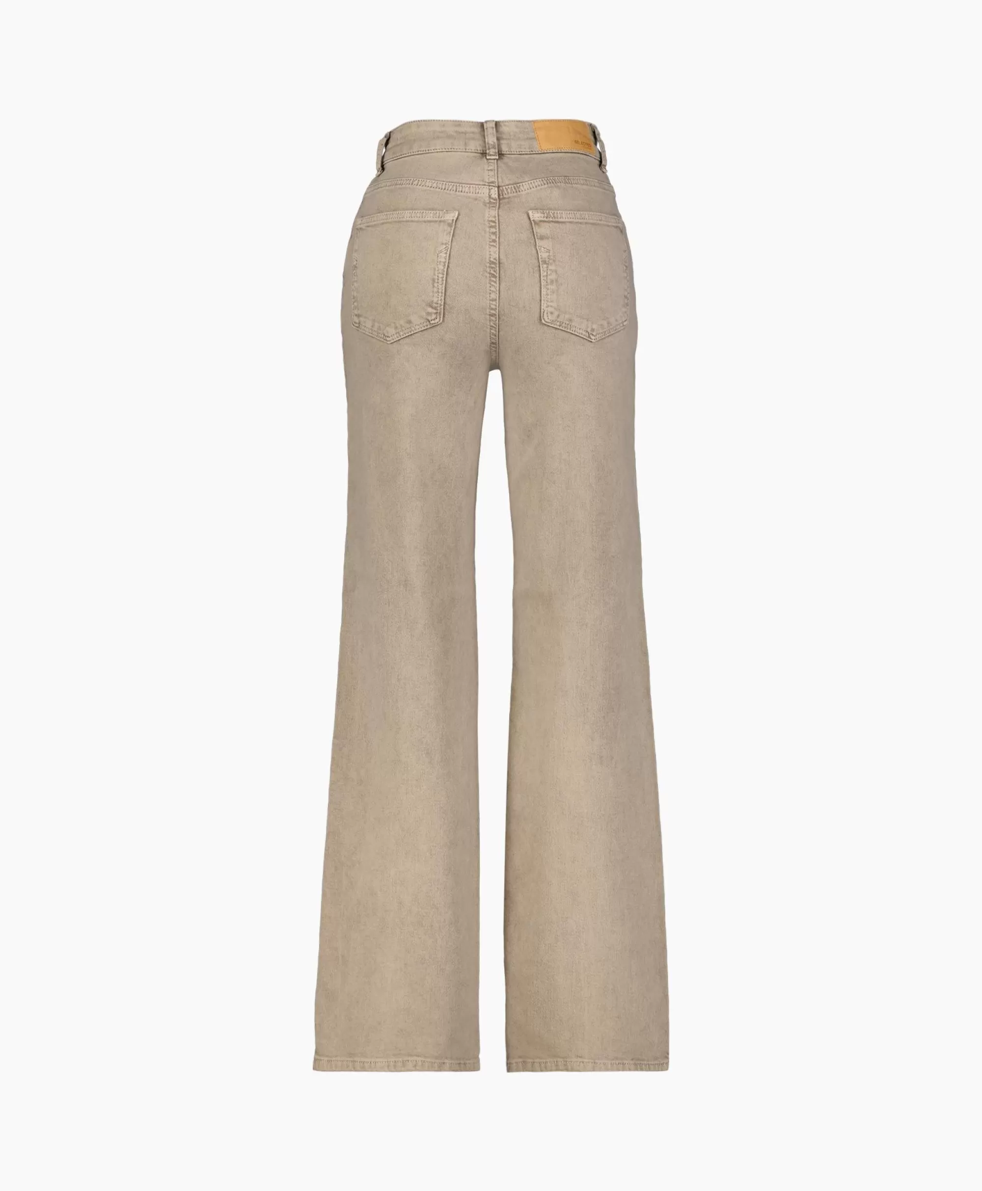 Broeken*Selected Femme Jeans Alice-Cora Hw Latte Denim Wide J Beige