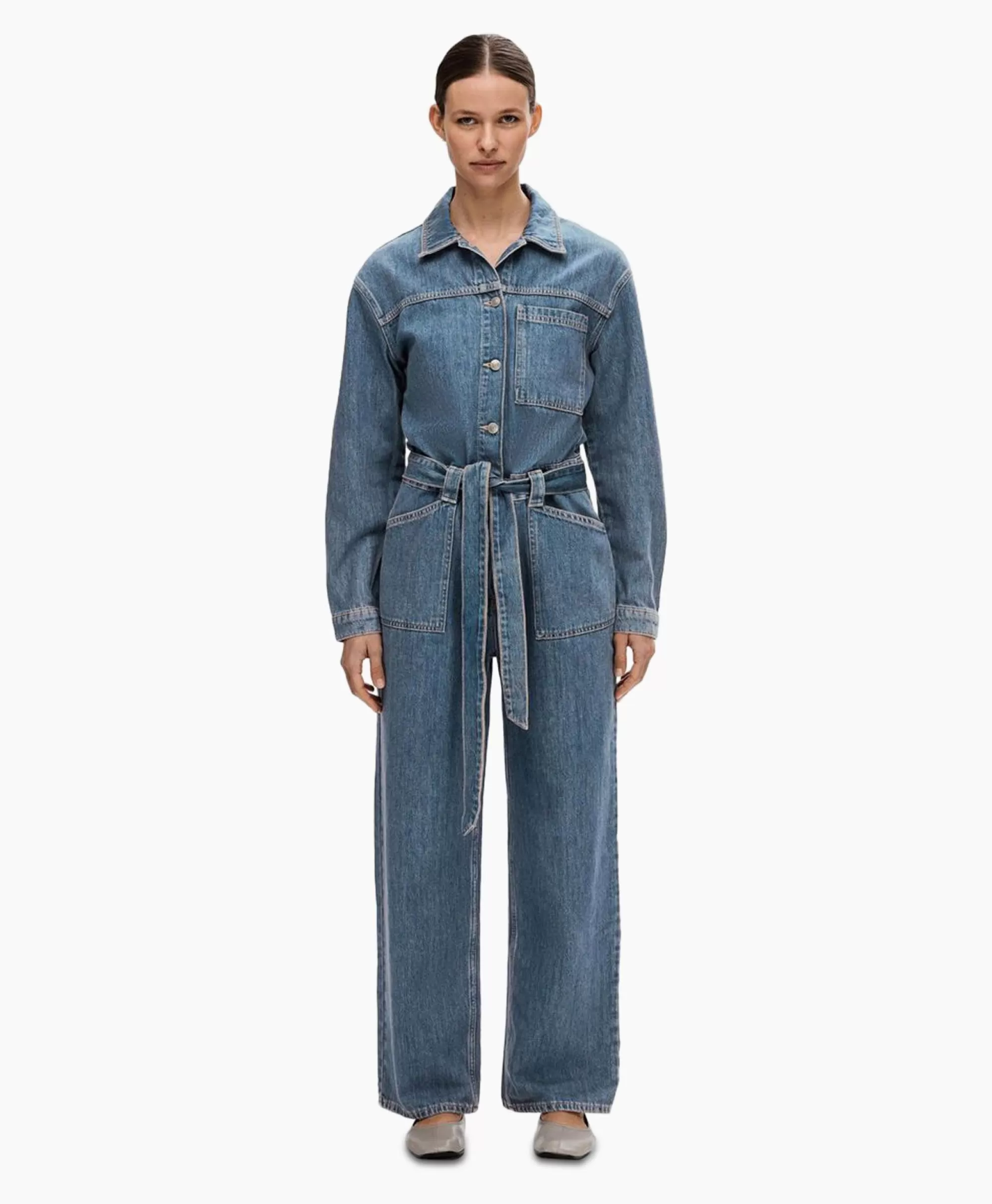 Jumpsuits*Selected Femme Jumpsuit Marley Ls Mid Blue Denim Jumpsui Jeans