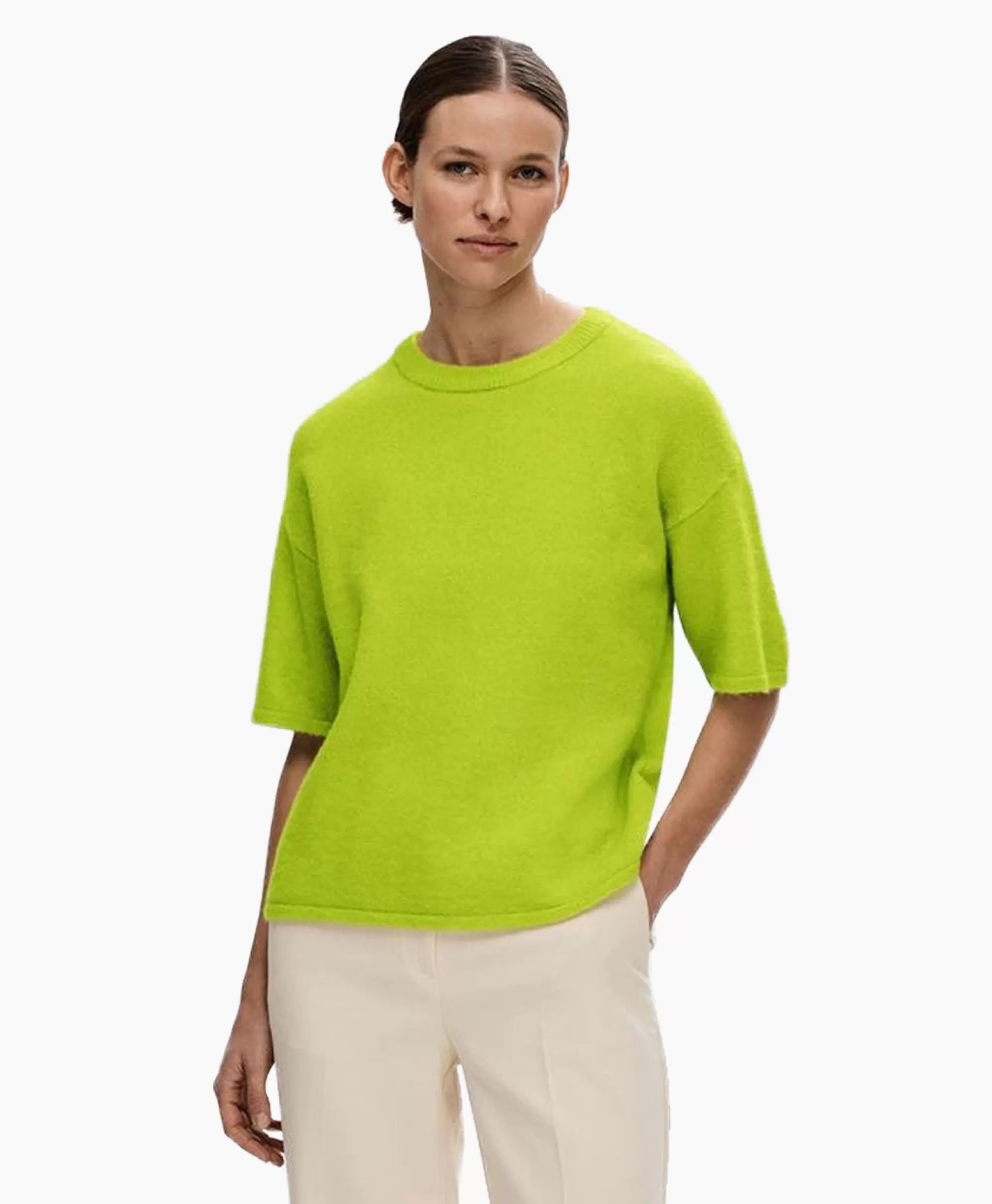 Truien*Selected Femme Pullover Maline-Liliana 2/4 Knit O-Neck N Groen