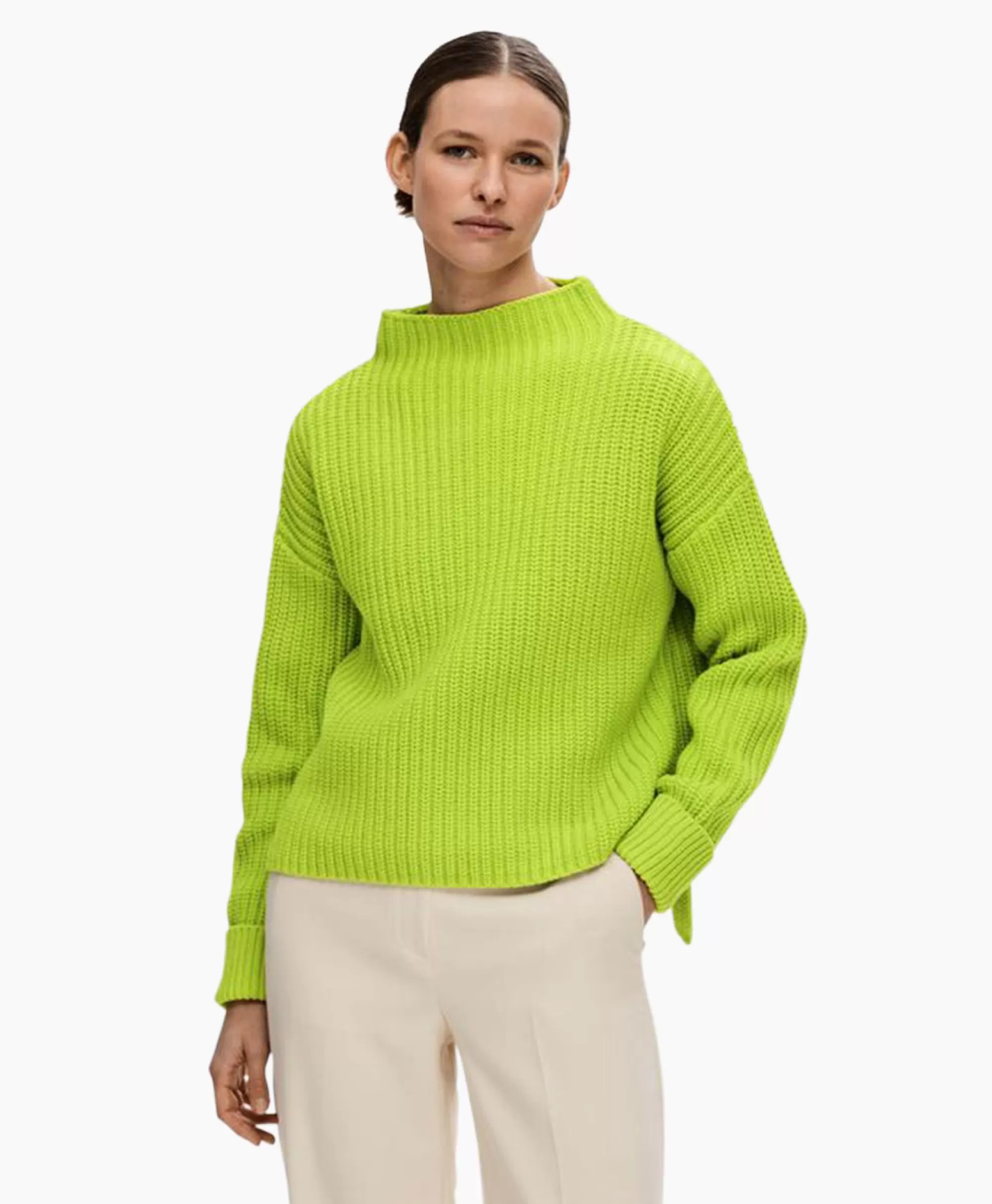 Truien*Selected Femme Pullover Selma Ls Knit Noos Groen