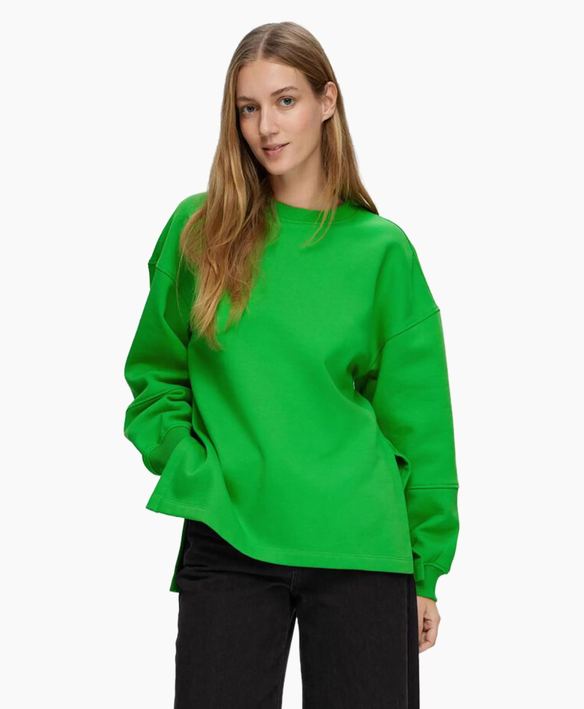 Truien*Selected Femme Pullover Yrsa Ls Crew Neck Sweat Groen