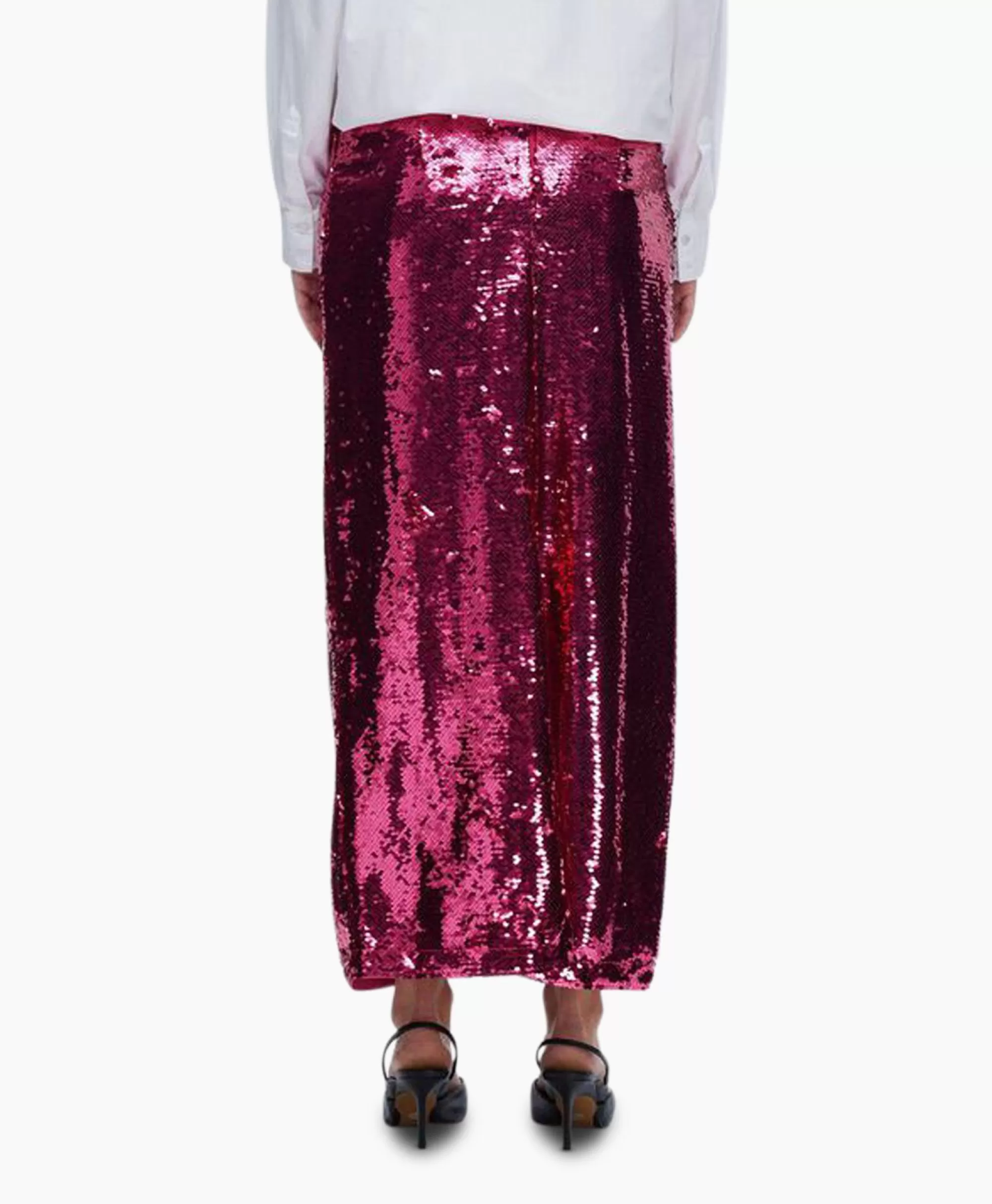 Rokken*Selected Femme Rok Omina Hw Ankle Sequins Skirt B Pink