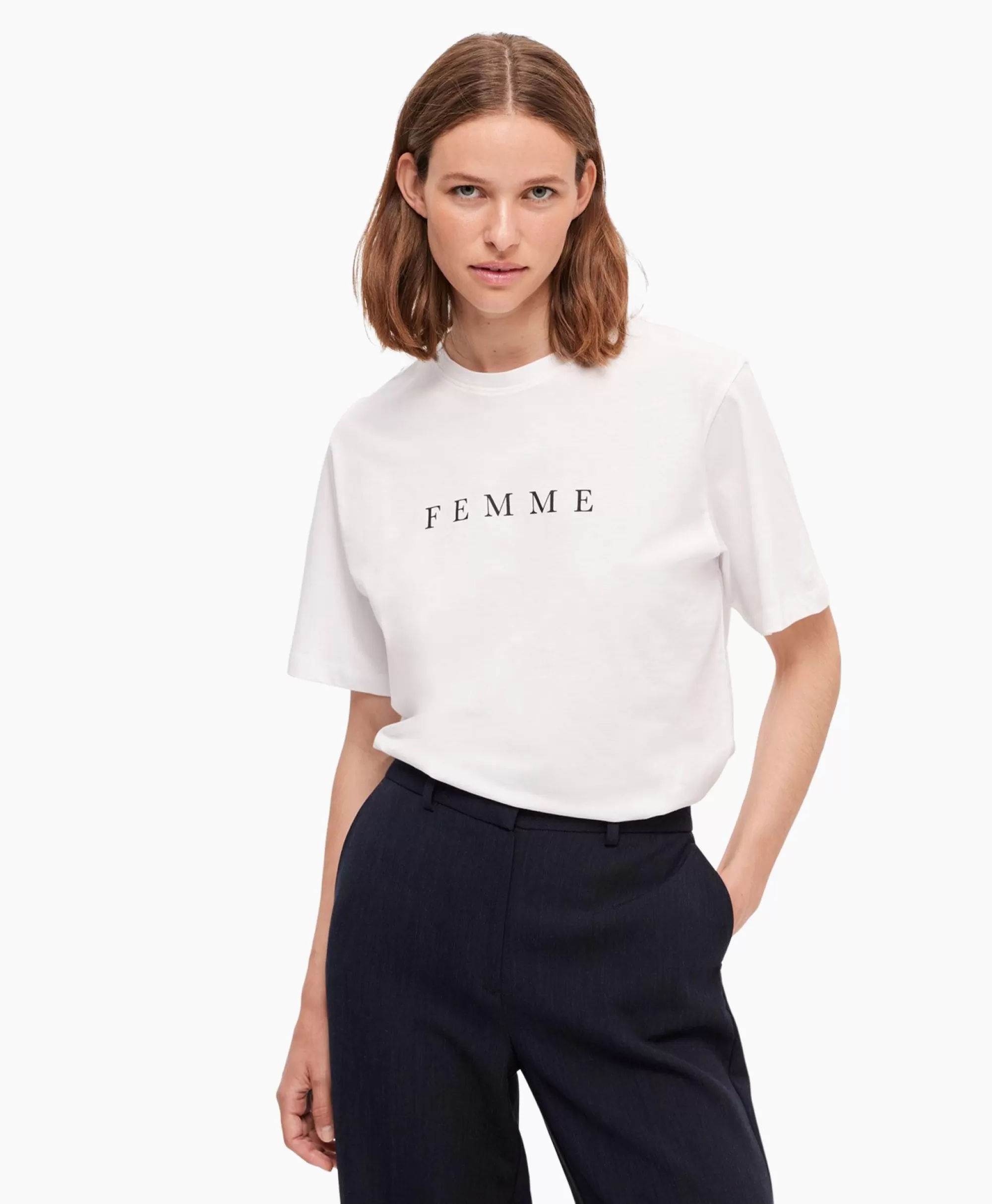 T-Shirts & Tops*Selected Femme T-Shirt Korte Mouw Vilja Ss Printed Tee W Noos Wit