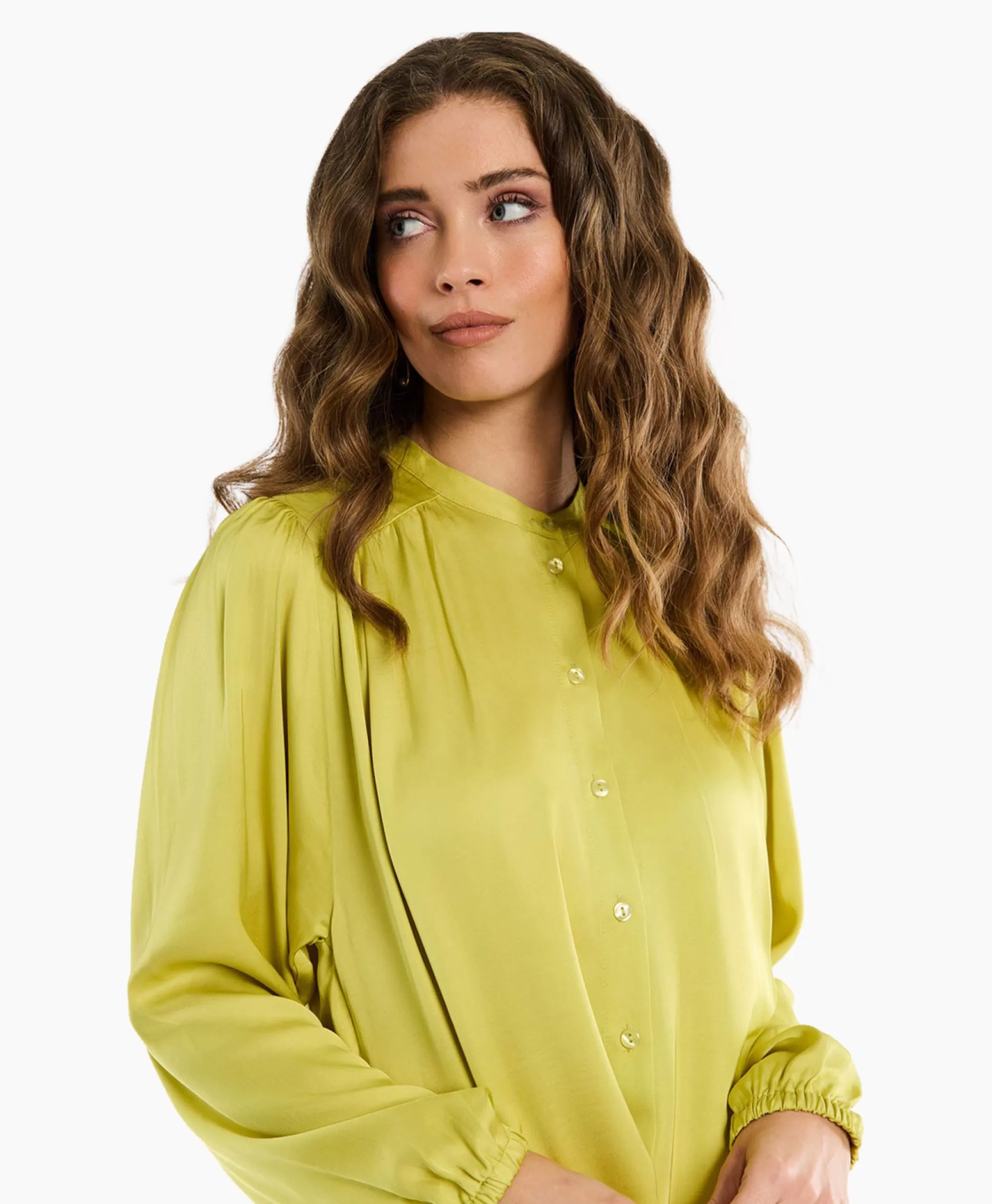 Blouses*Studio Anneloes Blouse Birdie Ls Satin Geel