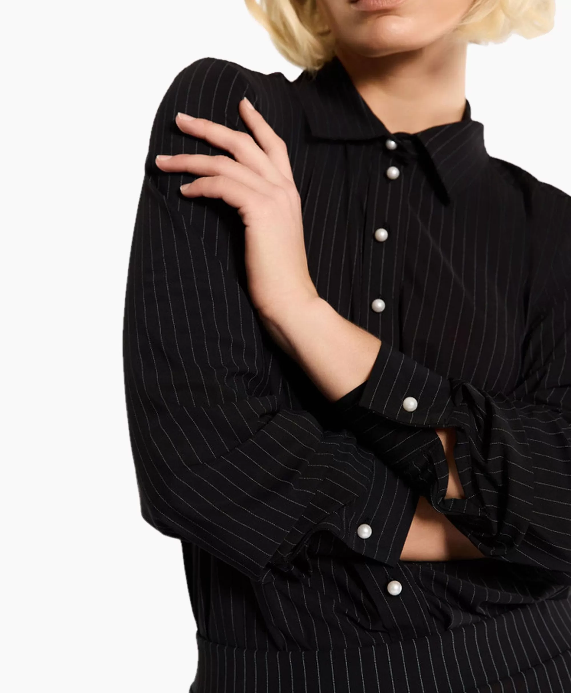 Blouses*Studio Anneloes Blouse Bobby Pearl Pinstripe Zwart Dessin