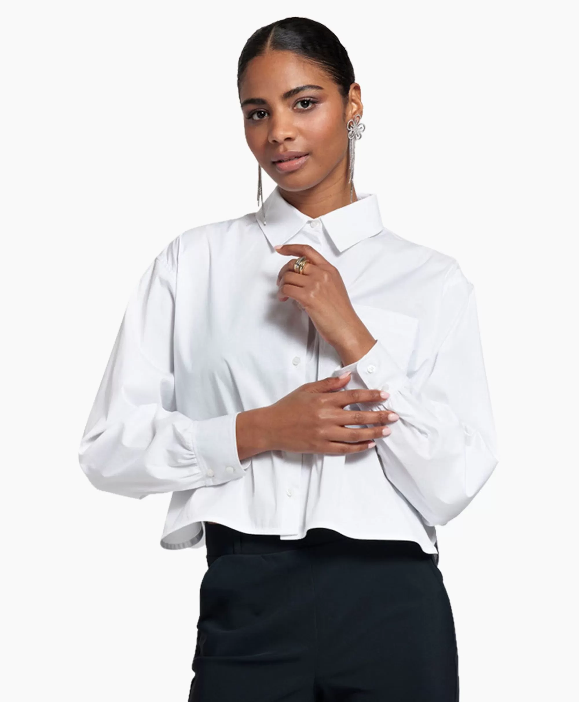 Blouses*Studio Anneloes Blouse Dion Cropped Poplin Wit