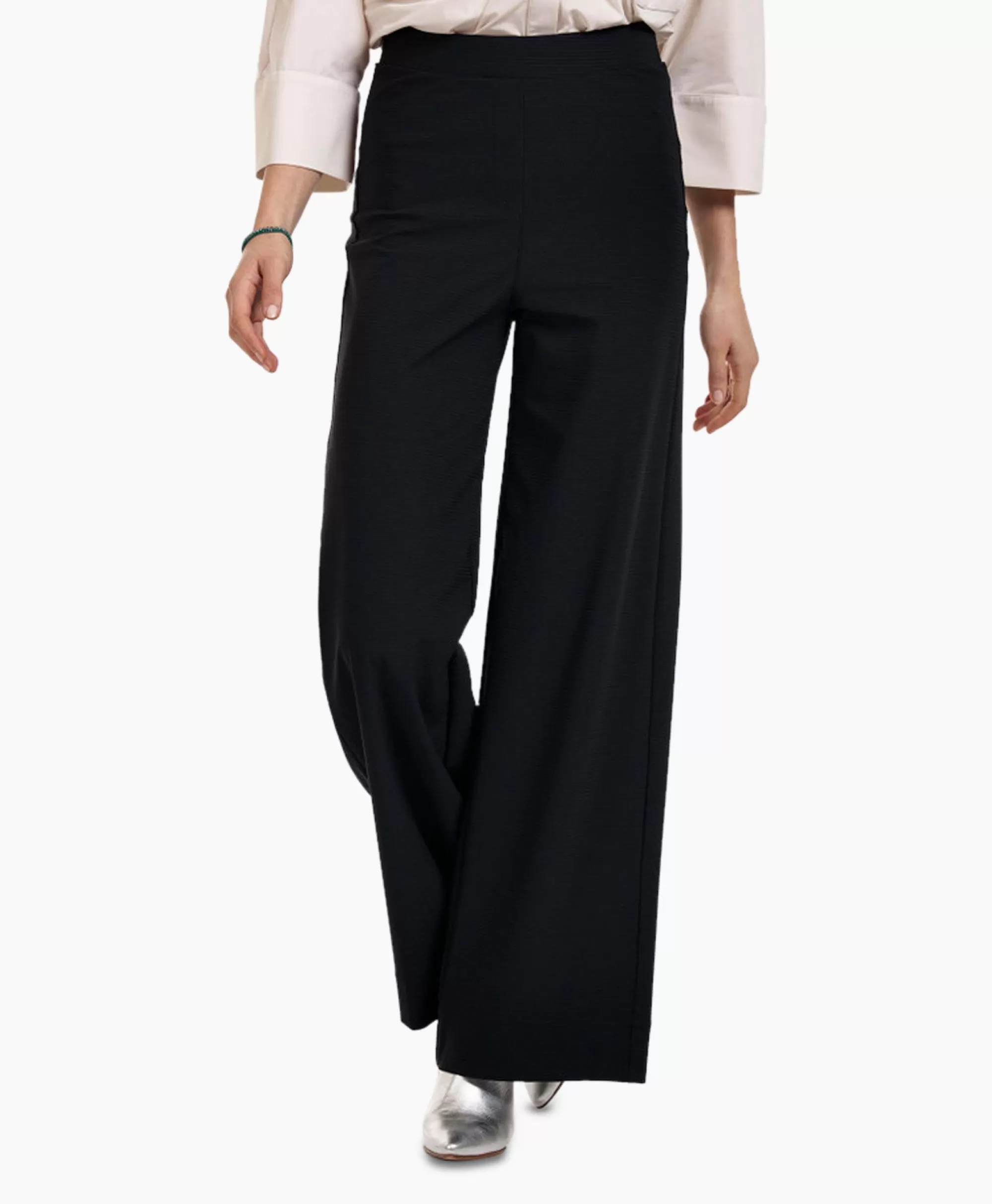 Broeken*Studio Anneloes Broek Alex Bonded Mesh Trousers Zwart Dessin